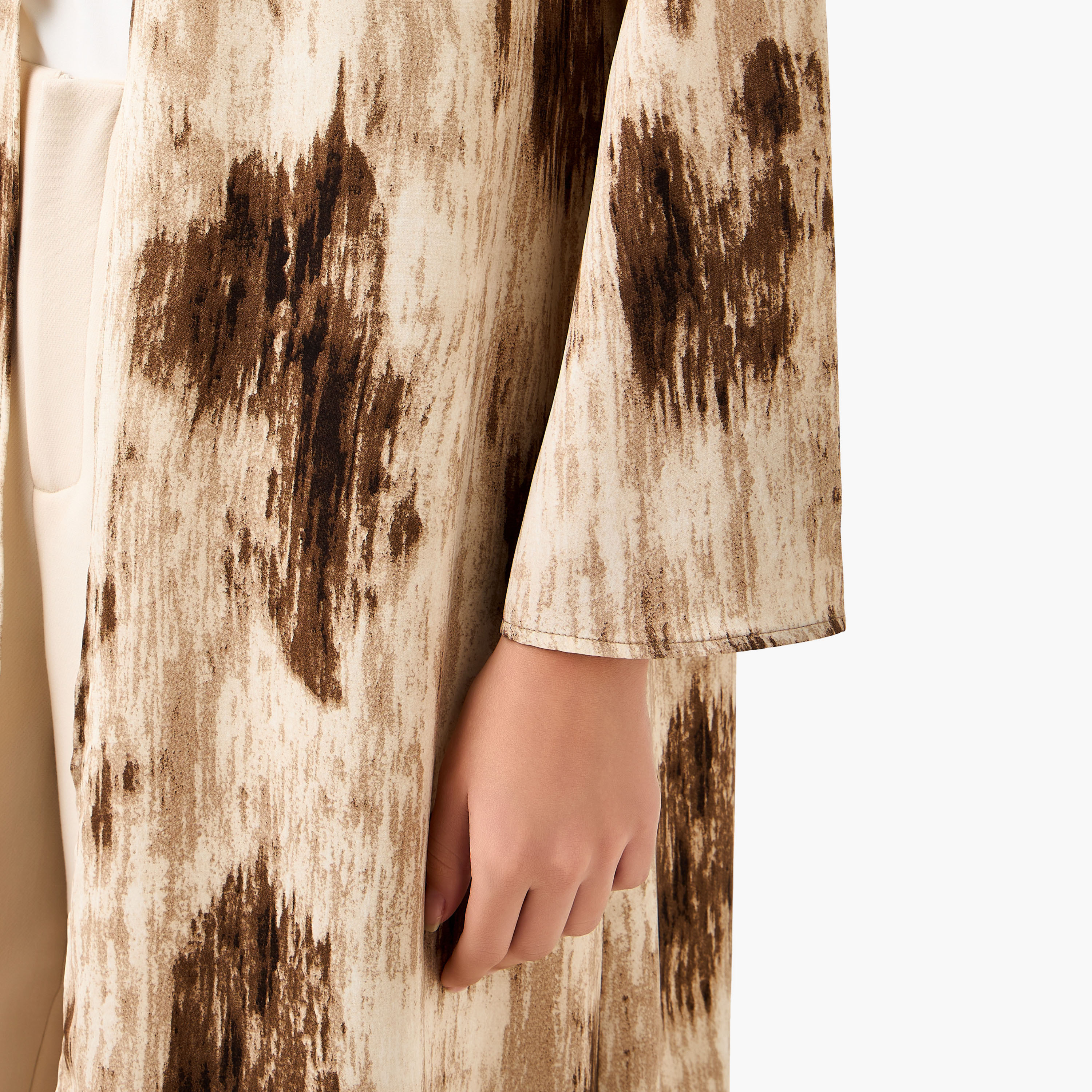 Regular Fit Kimono Abaya Shrug with Print-women-arabicclothing-abayas-image-6