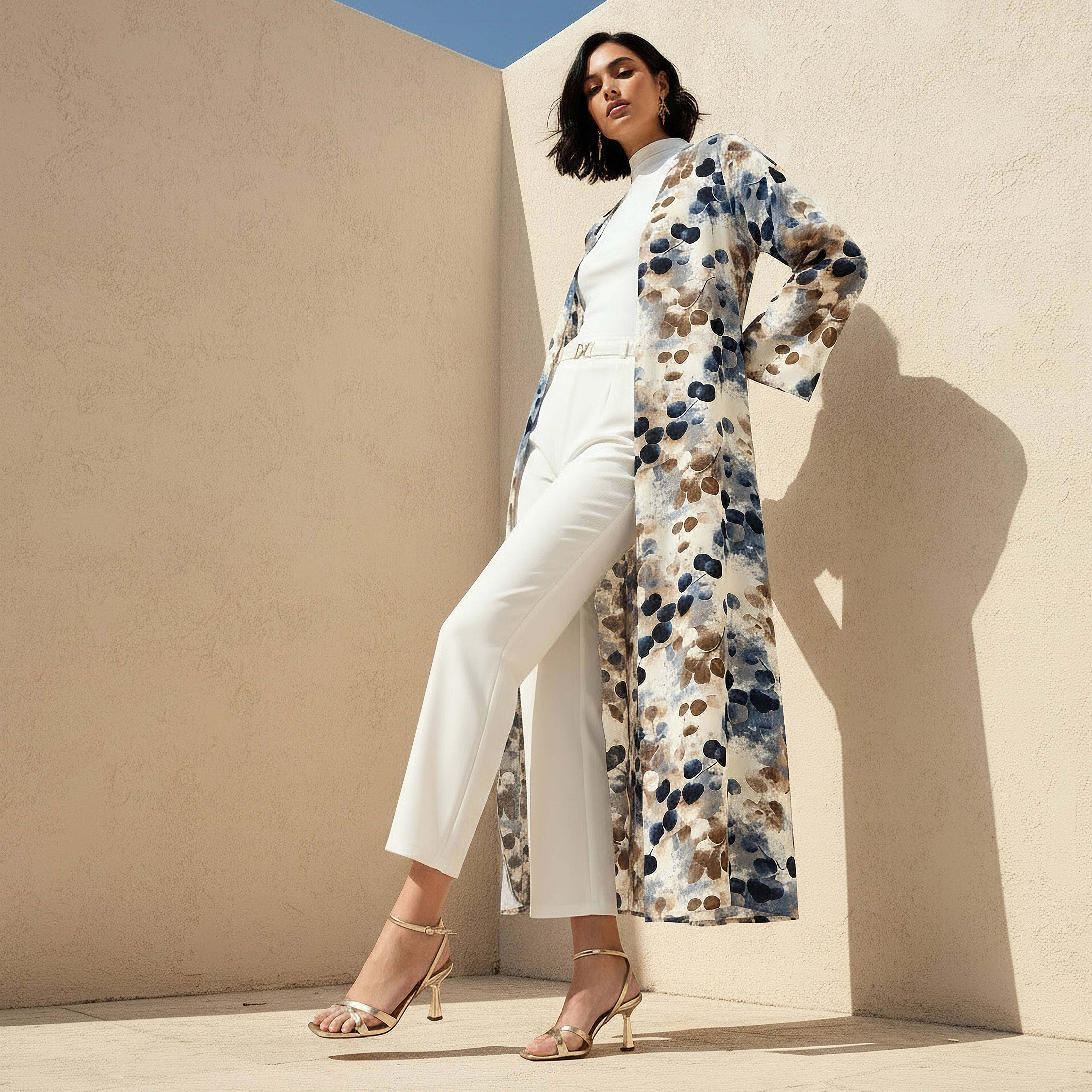 Regular Fit Kimono Abaya Shrug with Print-women-arabicclothing-abayas-image-2