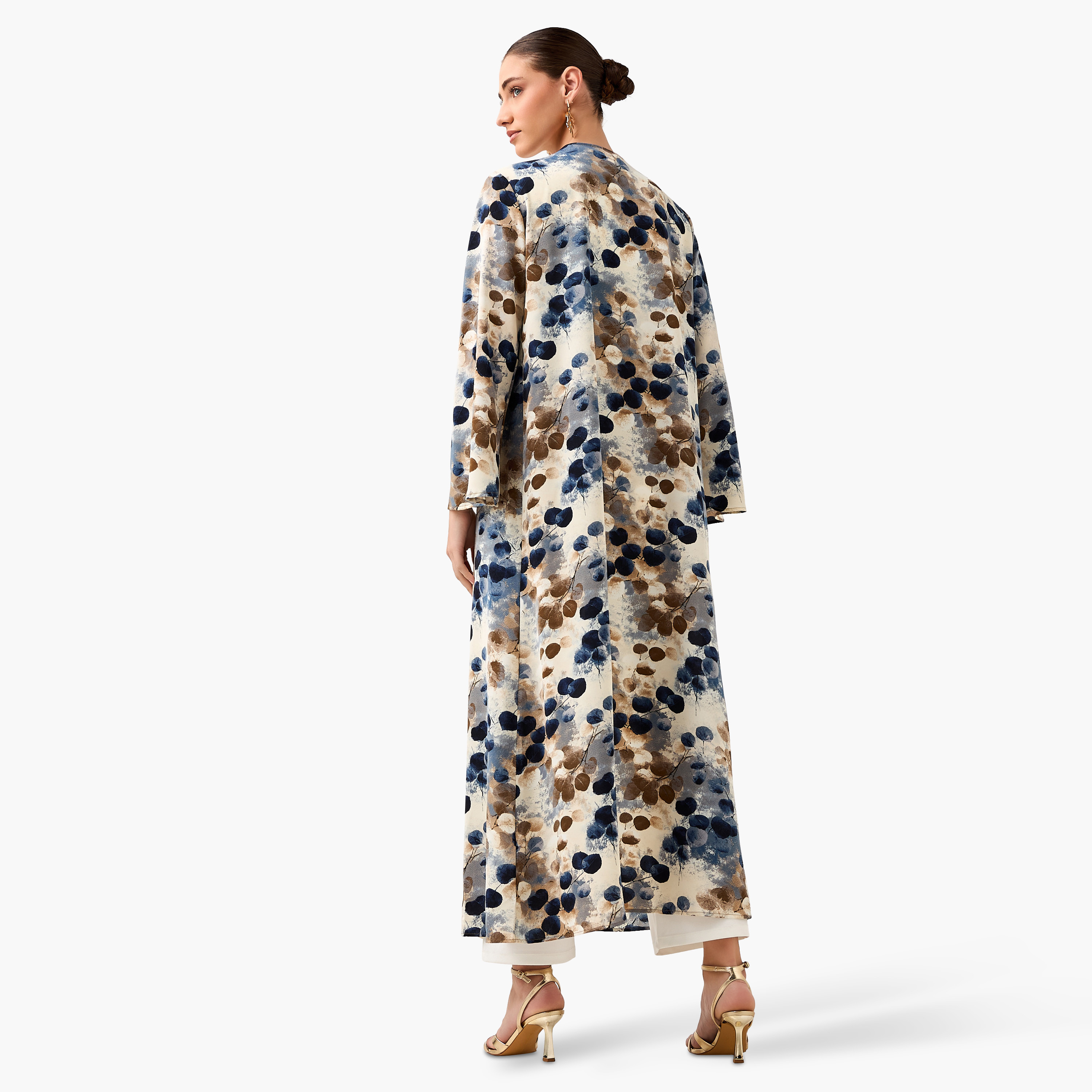 Regular Fit Kimono Abaya Shrug with Print-women-arabicclothing-abayas-image-5
