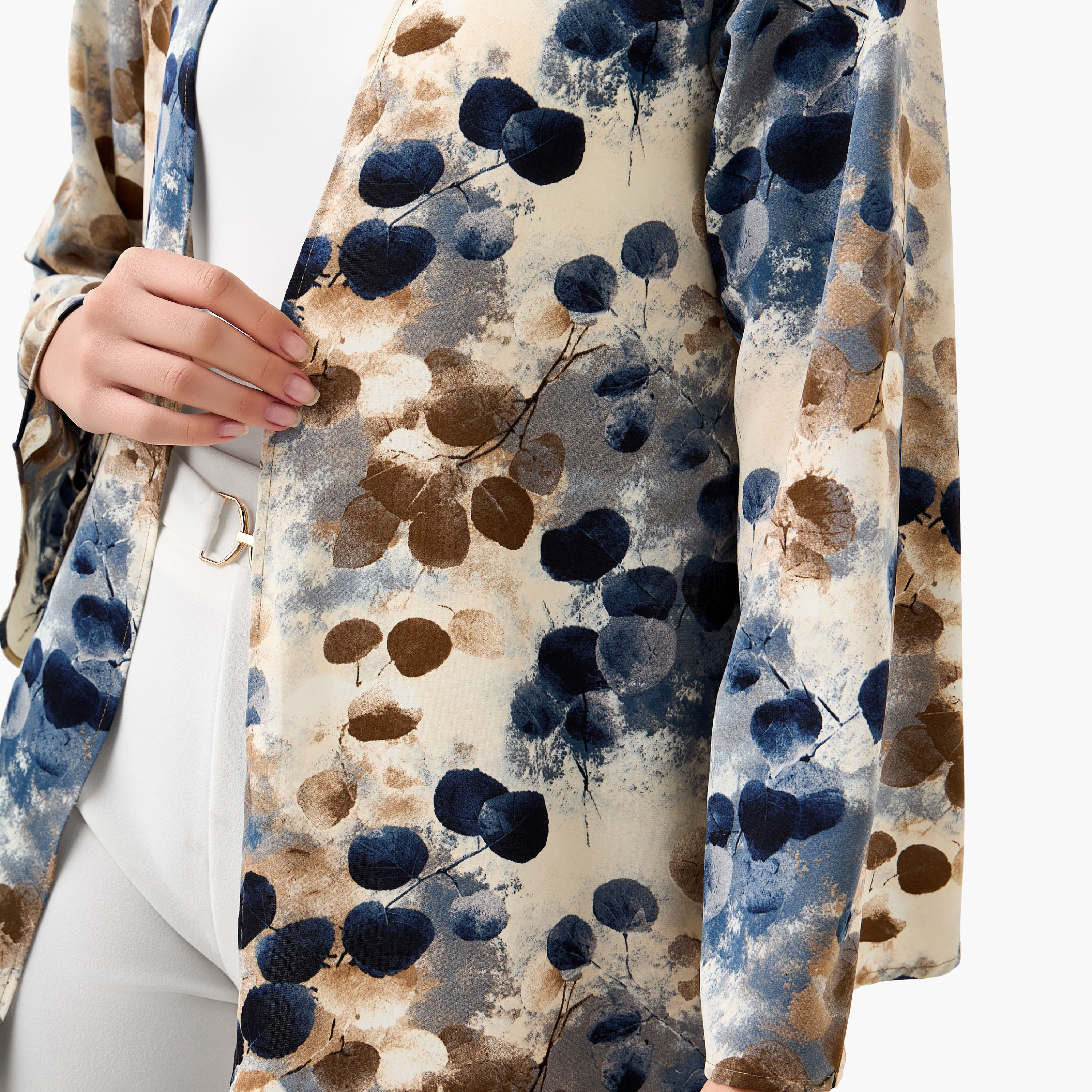 Regular Fit Kimono Abaya Shrug with Print-women-arabicclothing-abayas-image-7