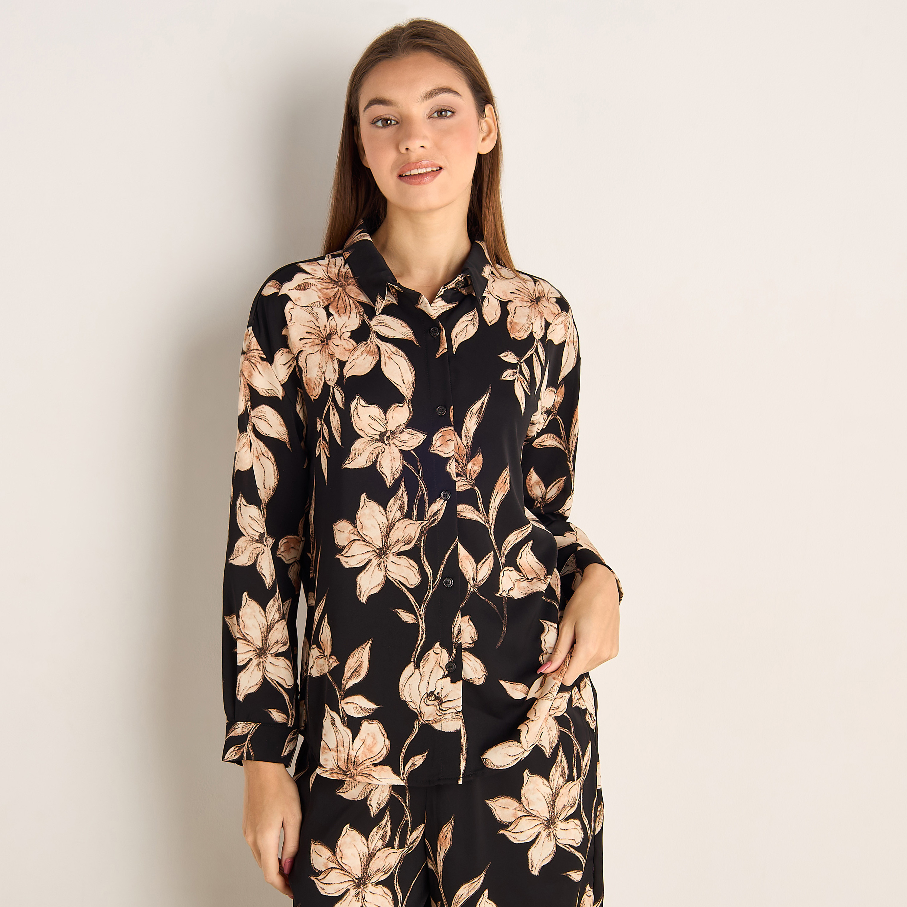 Pyjama Set Button-Down Shirt & Trousers-women-clothing-coordsets-image-4