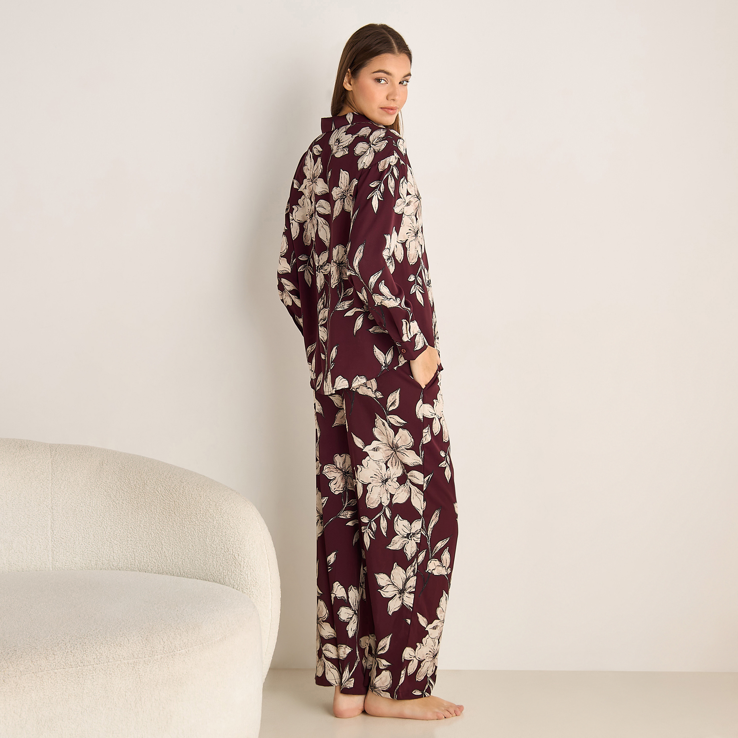 Pyjama Set Button-Down Shirt & Trousers-women-clothing-coordsets-image-4