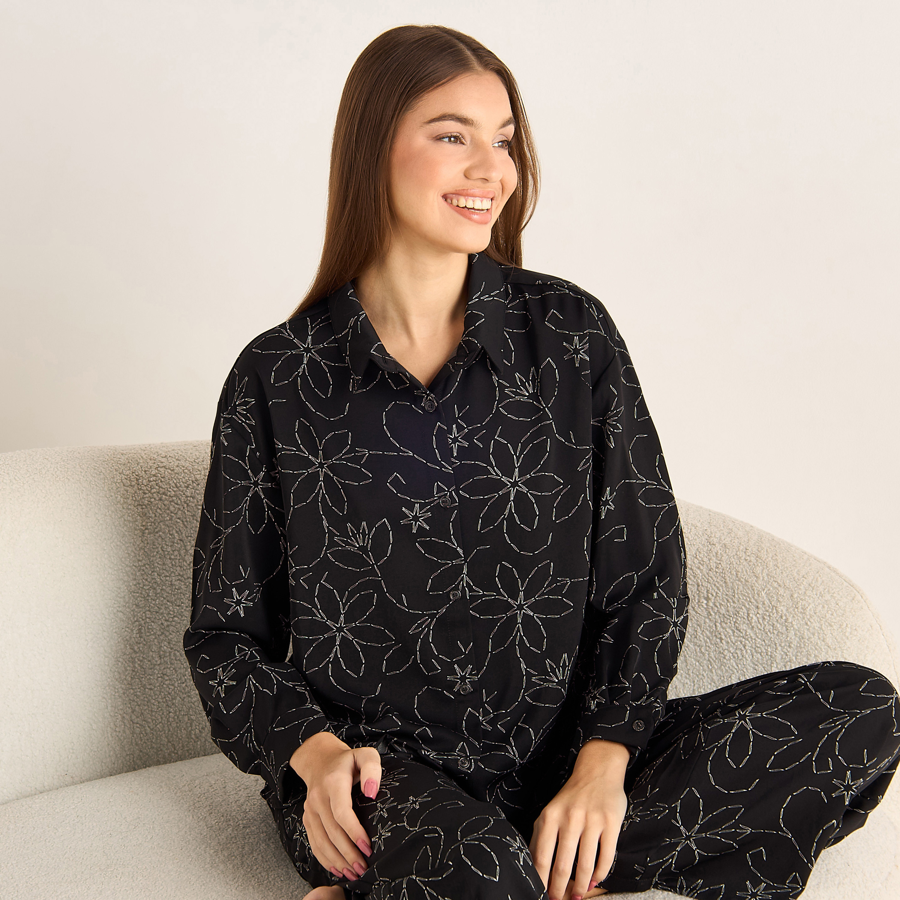 طقم بيجاما قميص وبنطلون-women-clothing-coordsets-image-3