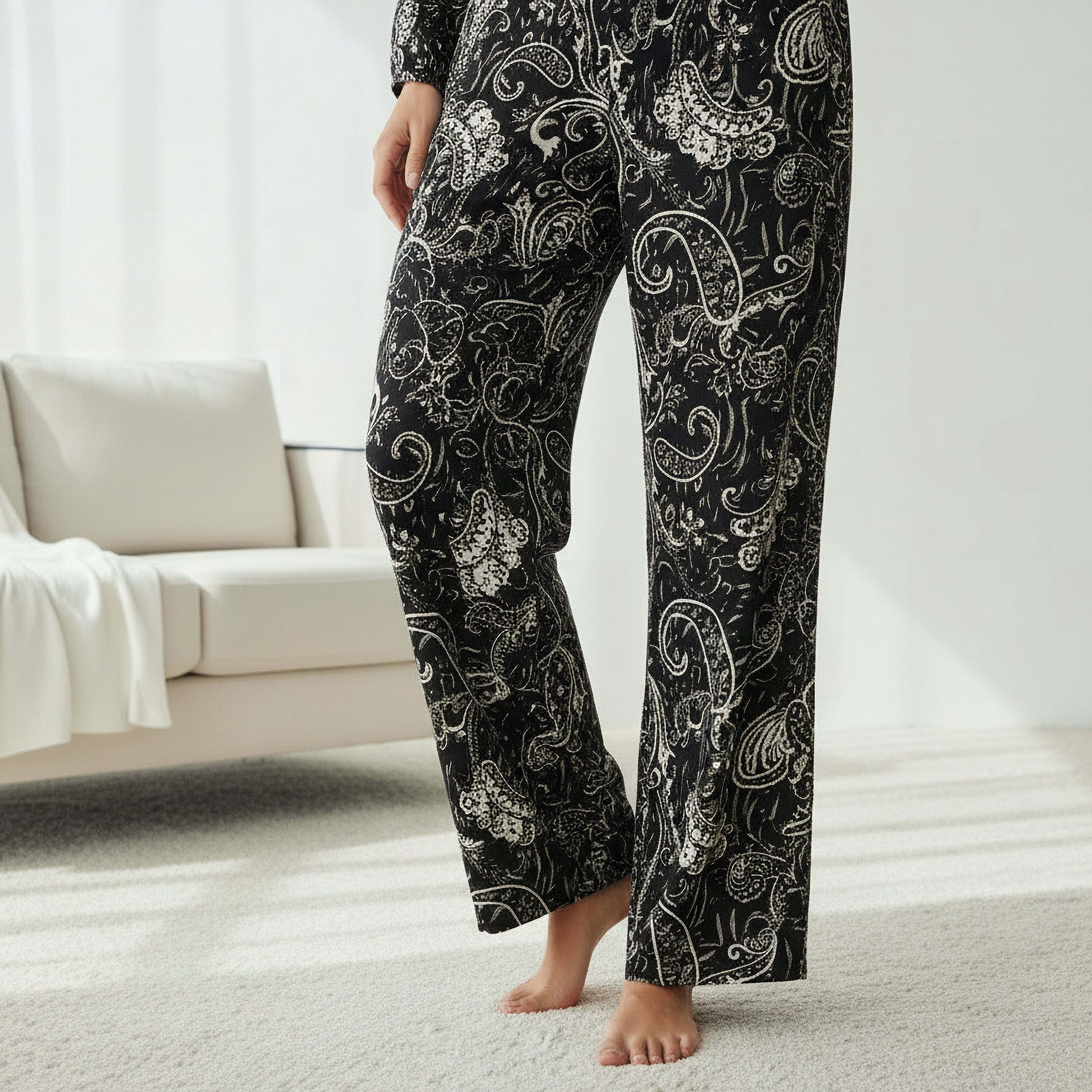 Printed Neck Tie Blouse with Bottom Co-ord Set-women-clothing-coordsets-image-8