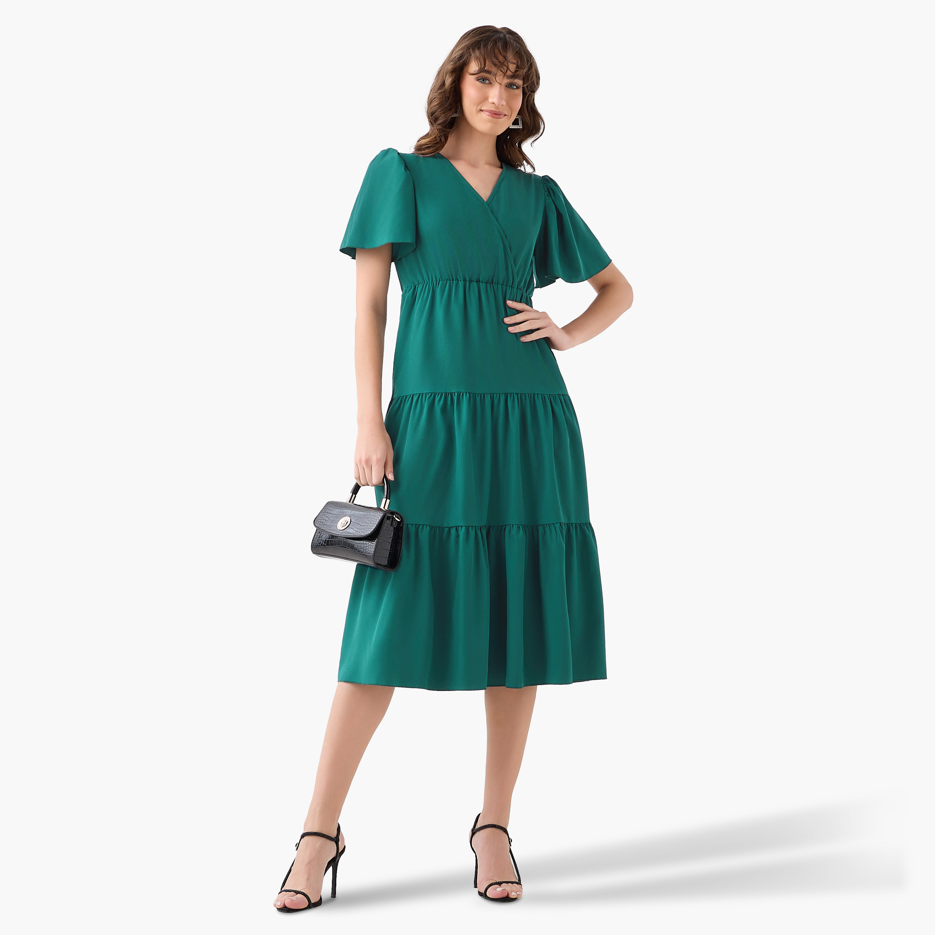 Tiered Midi Wrap Dress with V-neck-women-clothing-dresses-image-3