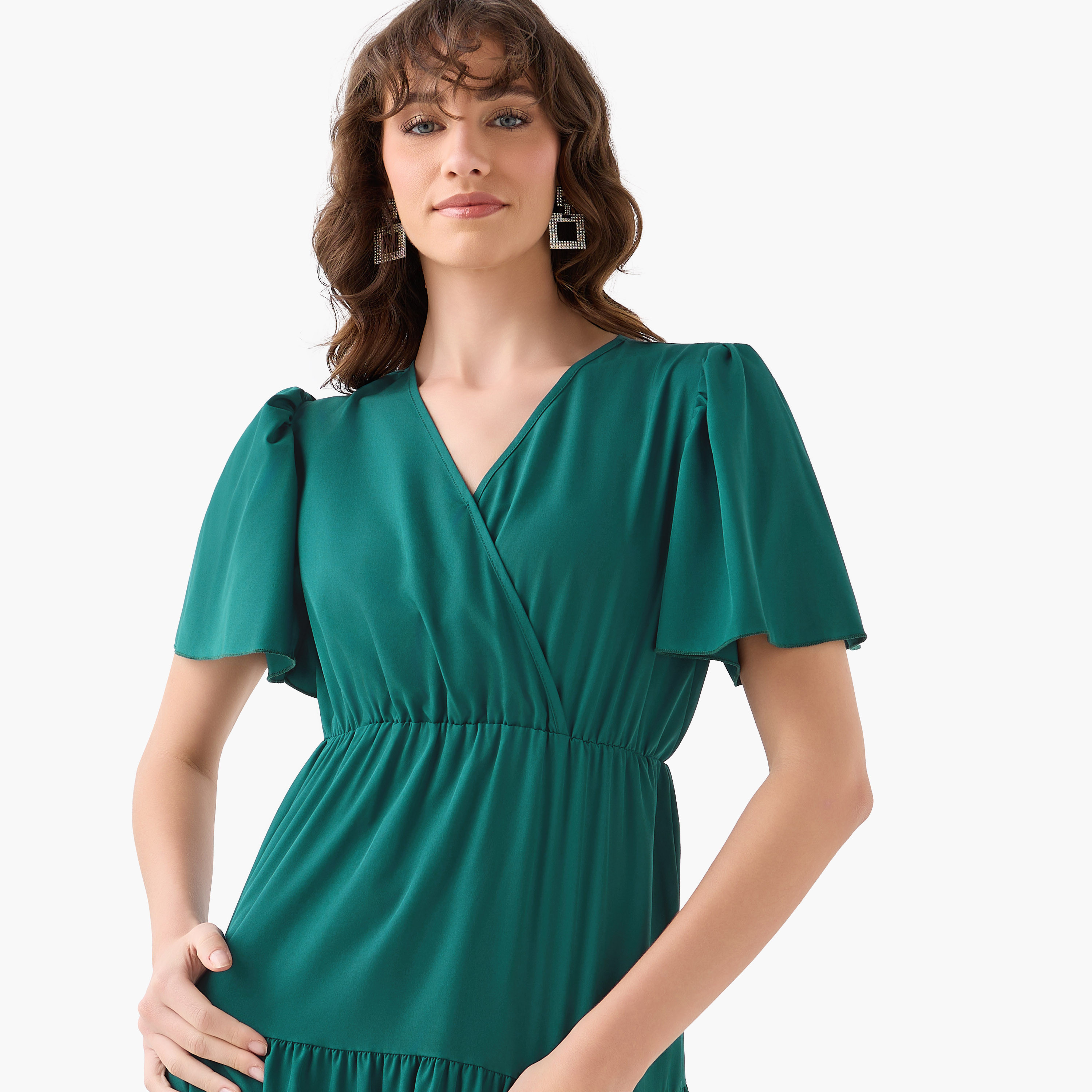 Tiered Midi Wrap Dress with V-neck-women-clothing-dresses-image-5