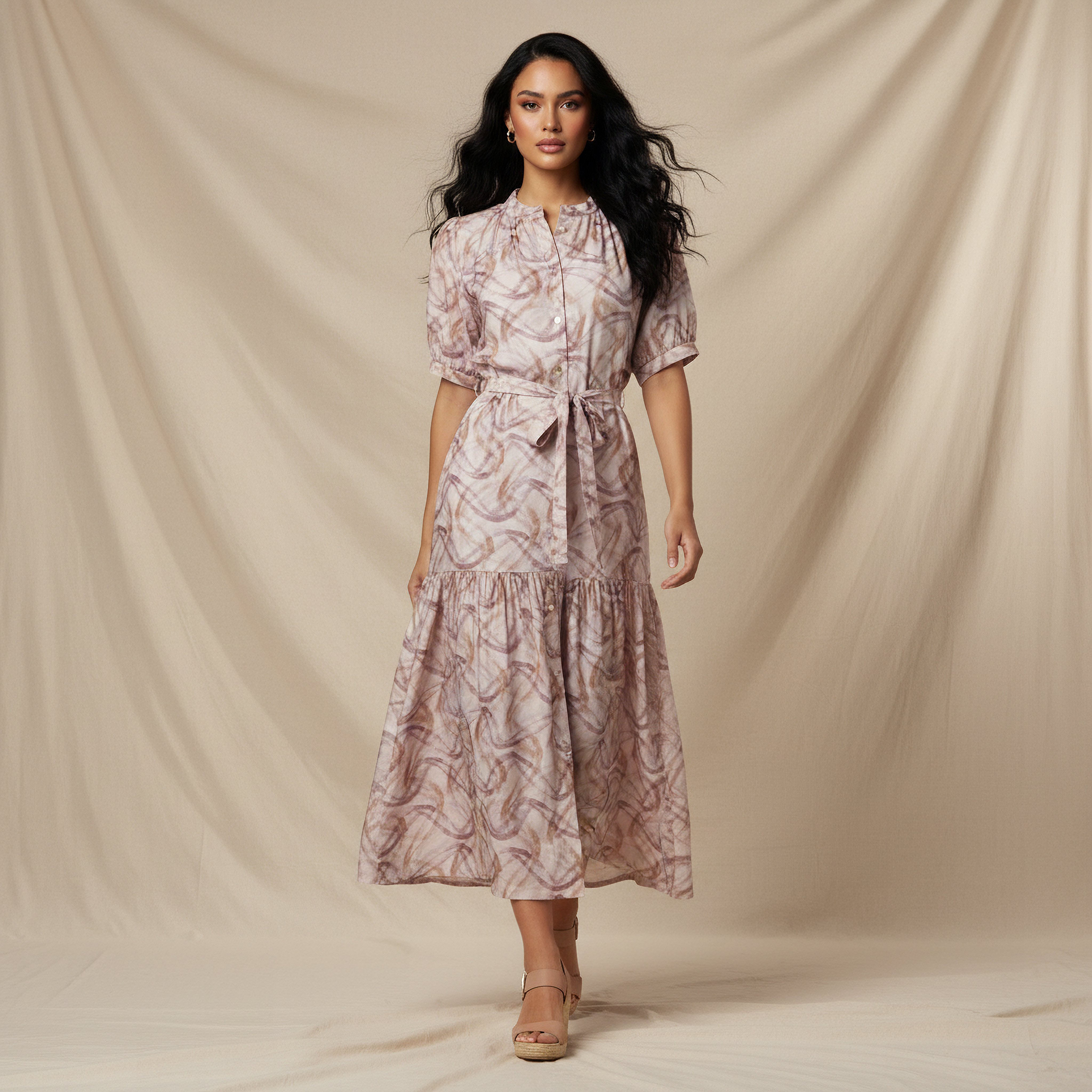 فستان ميدي فيسكوز طبقات بحزام وطبعات-women-clothing-dresses-image-1