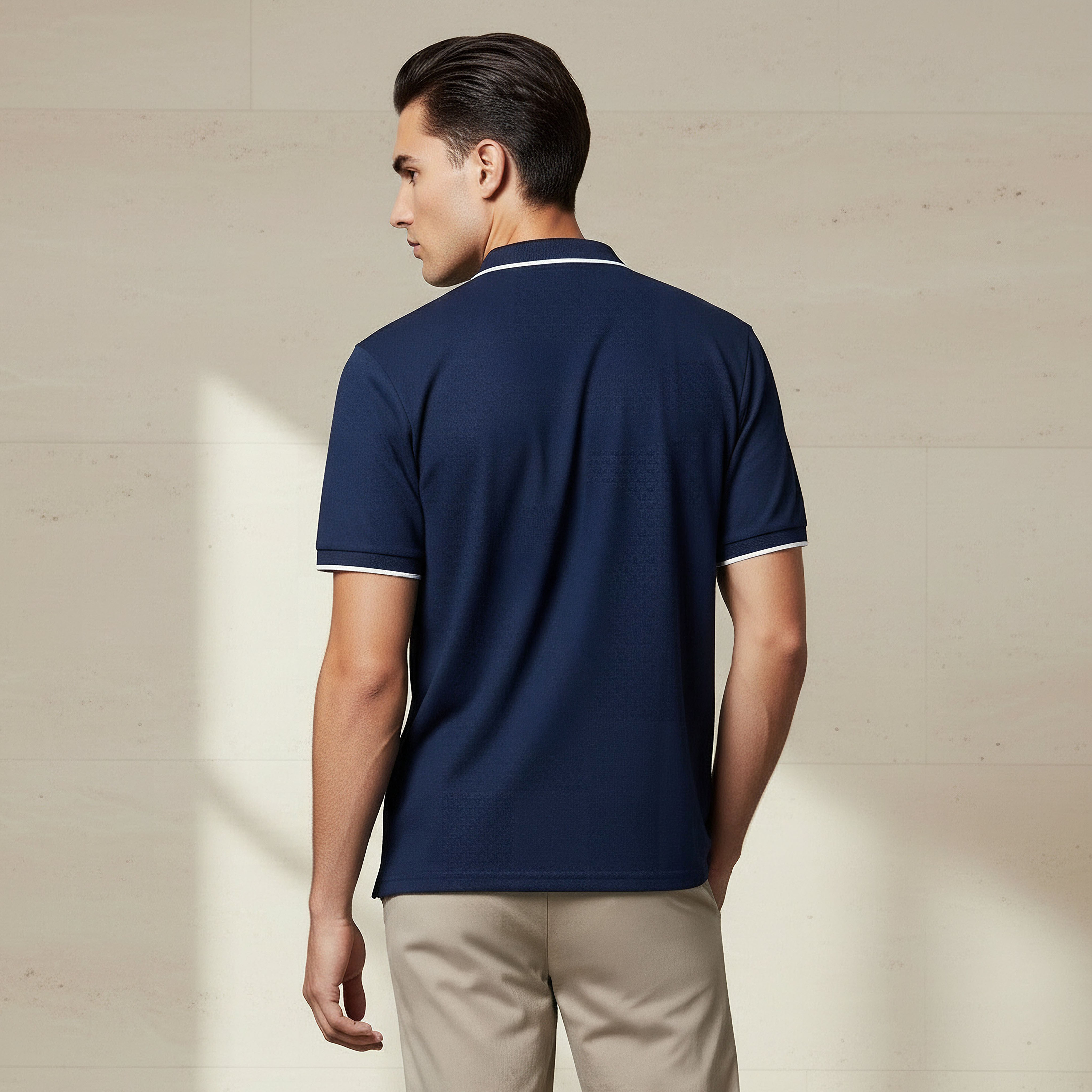 تيشيرت بولو بيكيه بارز الملمس بأكمام قصيرة للرجال-men-clothing-tshirtsandpolos-polos-image-3
