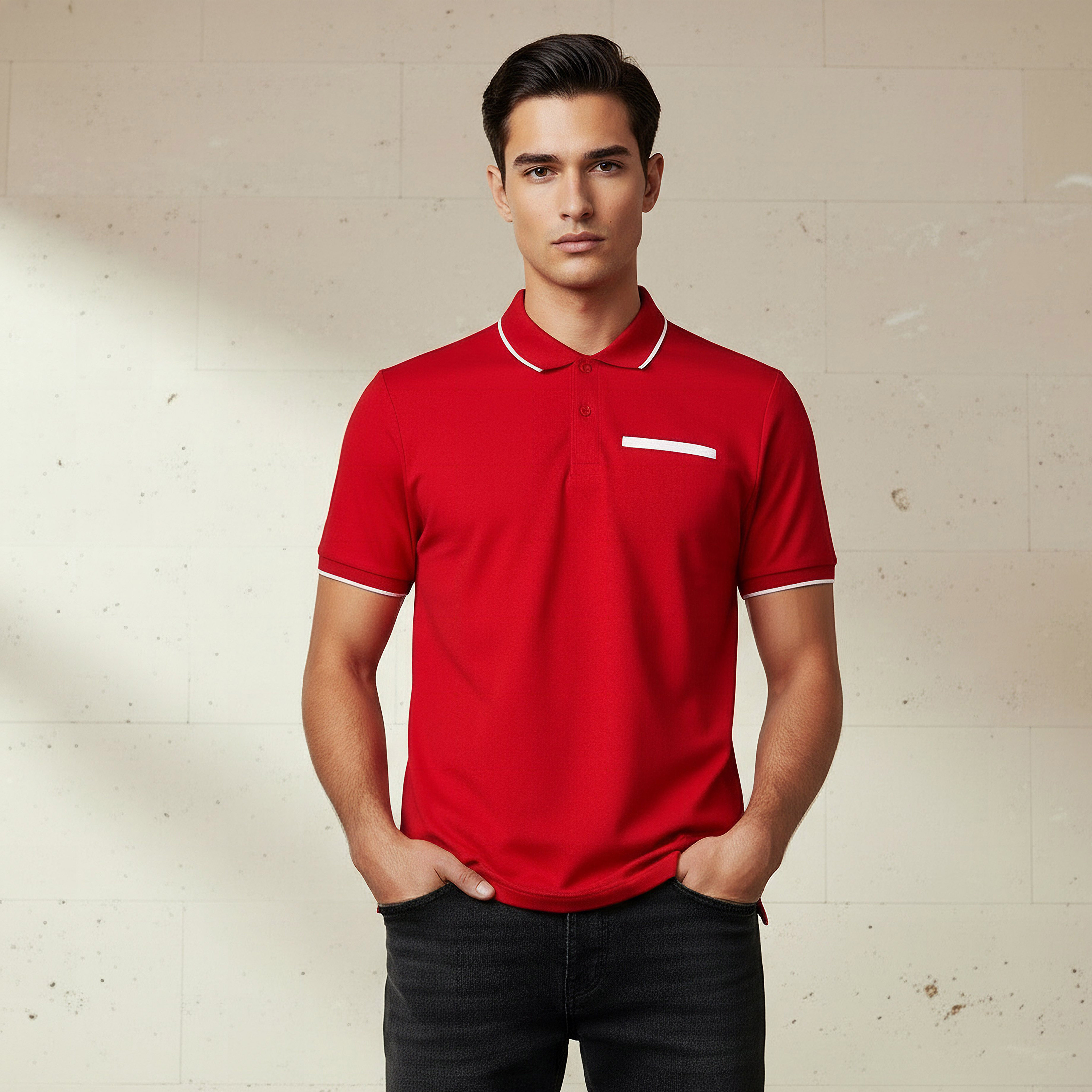 Men Short Sleeves Textured Pique Polo T-shirt-men-clothing-tshirtsandpolos-polos-image-1