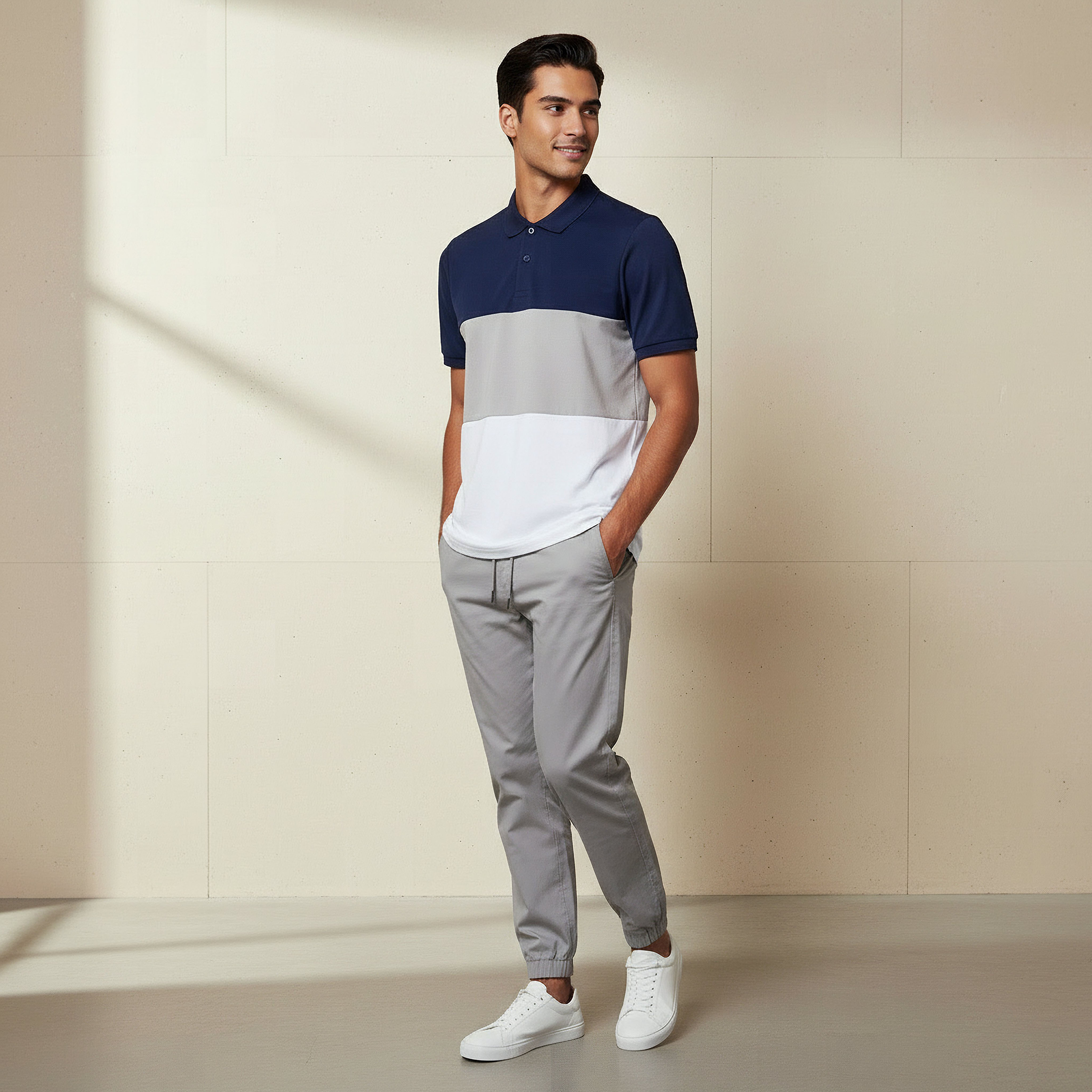 Men Short Sleeves Colourblock Pique Polo T-shirt-men-clothing-tshirtsandpolos-polos-image-2