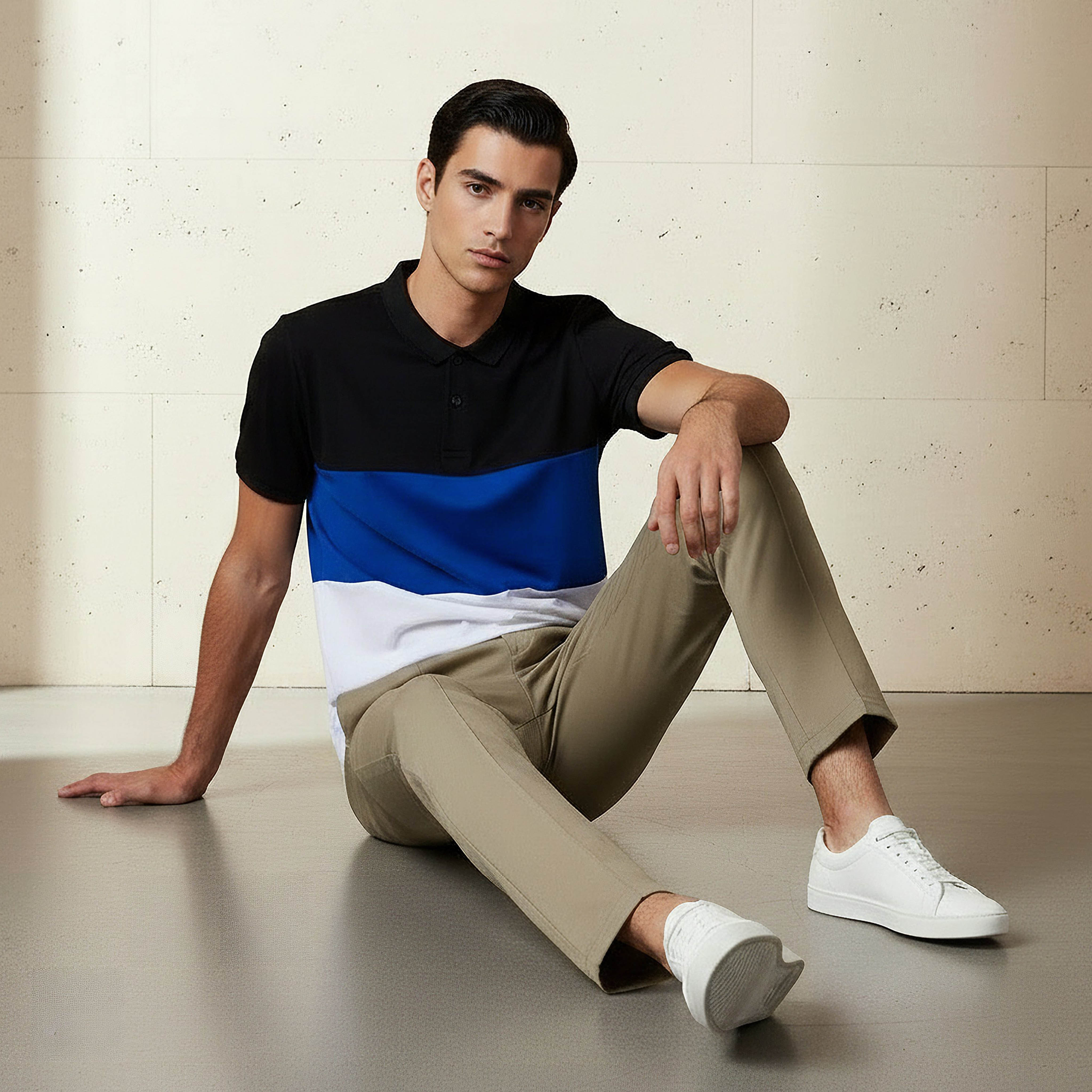 Men Short Sleeves Colourblock Pique Polo T-shirt-men-clothing-tshirtsandpolos-polos-image-2
