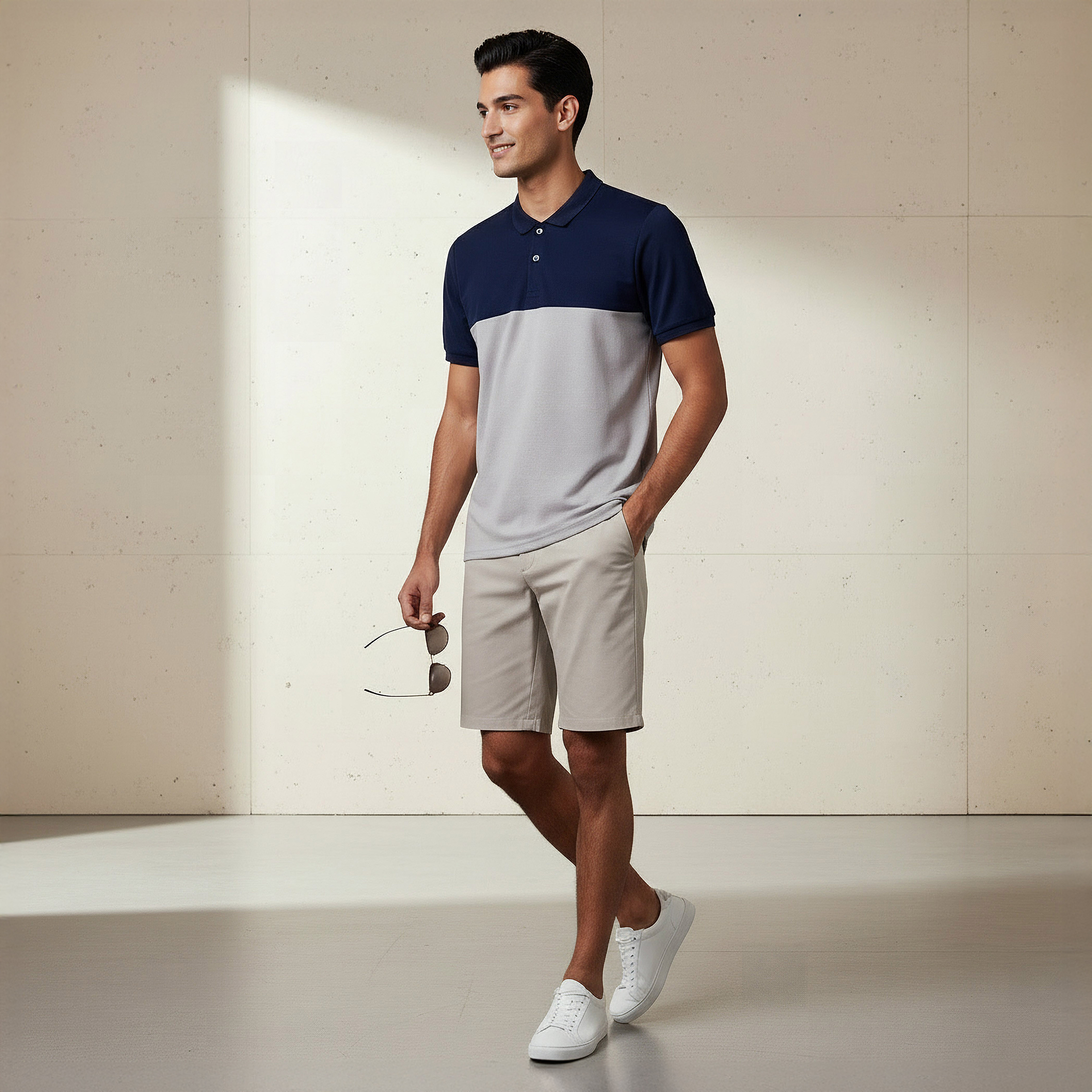 Men Short Sleeves Colourblock Pique Polo T-shirt-men-clothing-tshirtsandpolos-polos-image-2