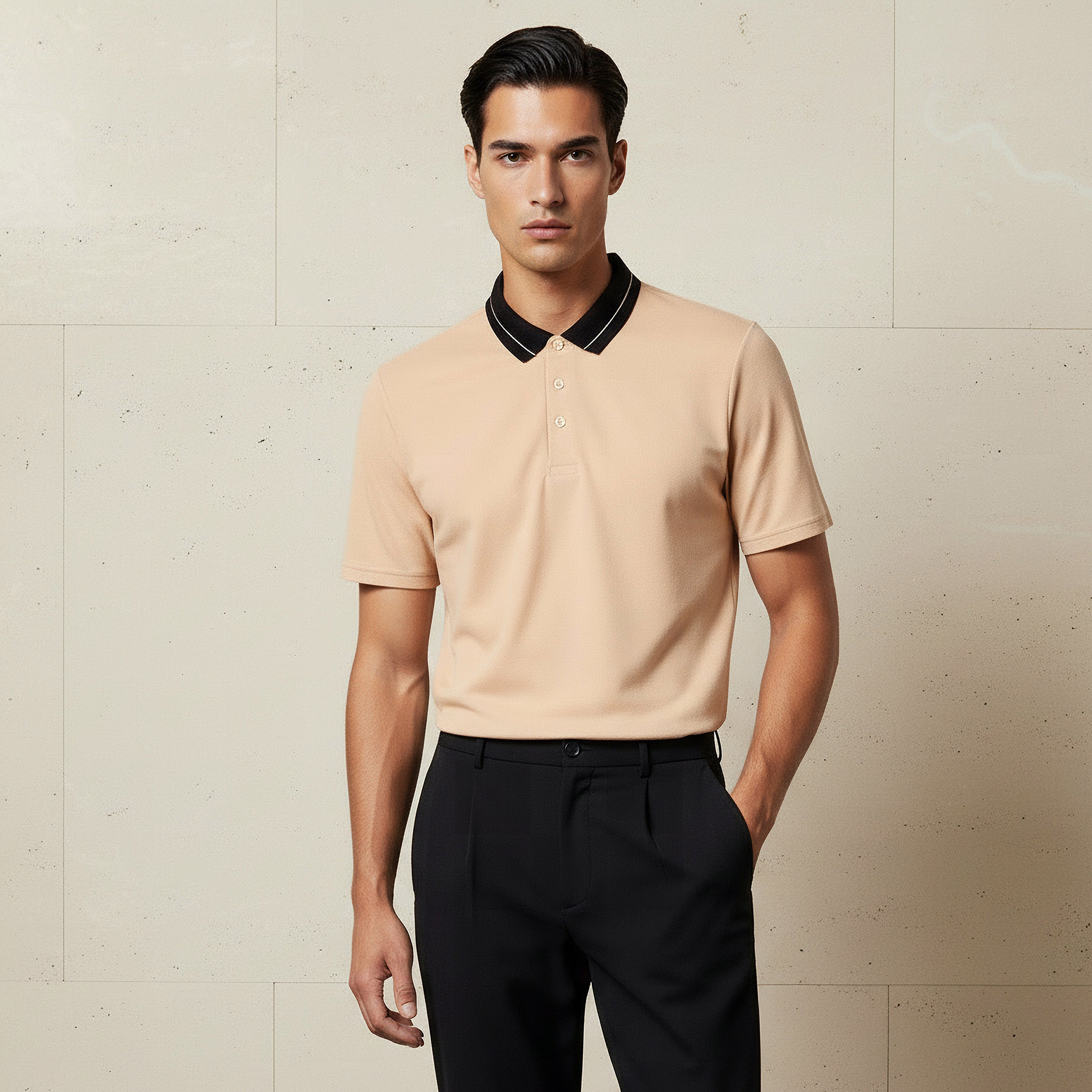 Men Short Sleeves Contrast Collar Pique Polo T-shirt-men-clothing-tshirtsandpolos-polos-image-1