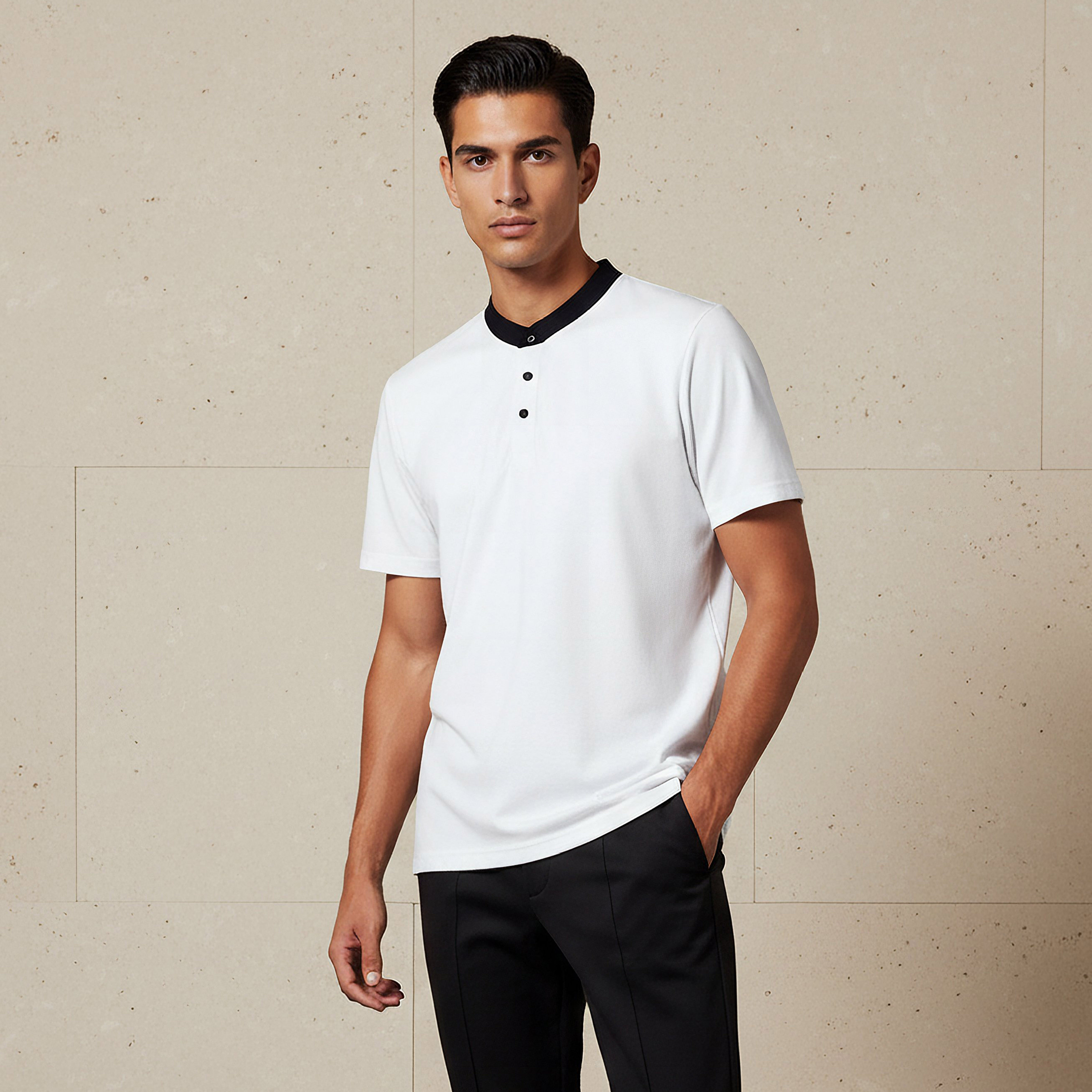 Men Regular Fit Henley Neck Short Sleeves Pique T-shirt-men-clothing-tshirtsandpolos-tshirts-image-1