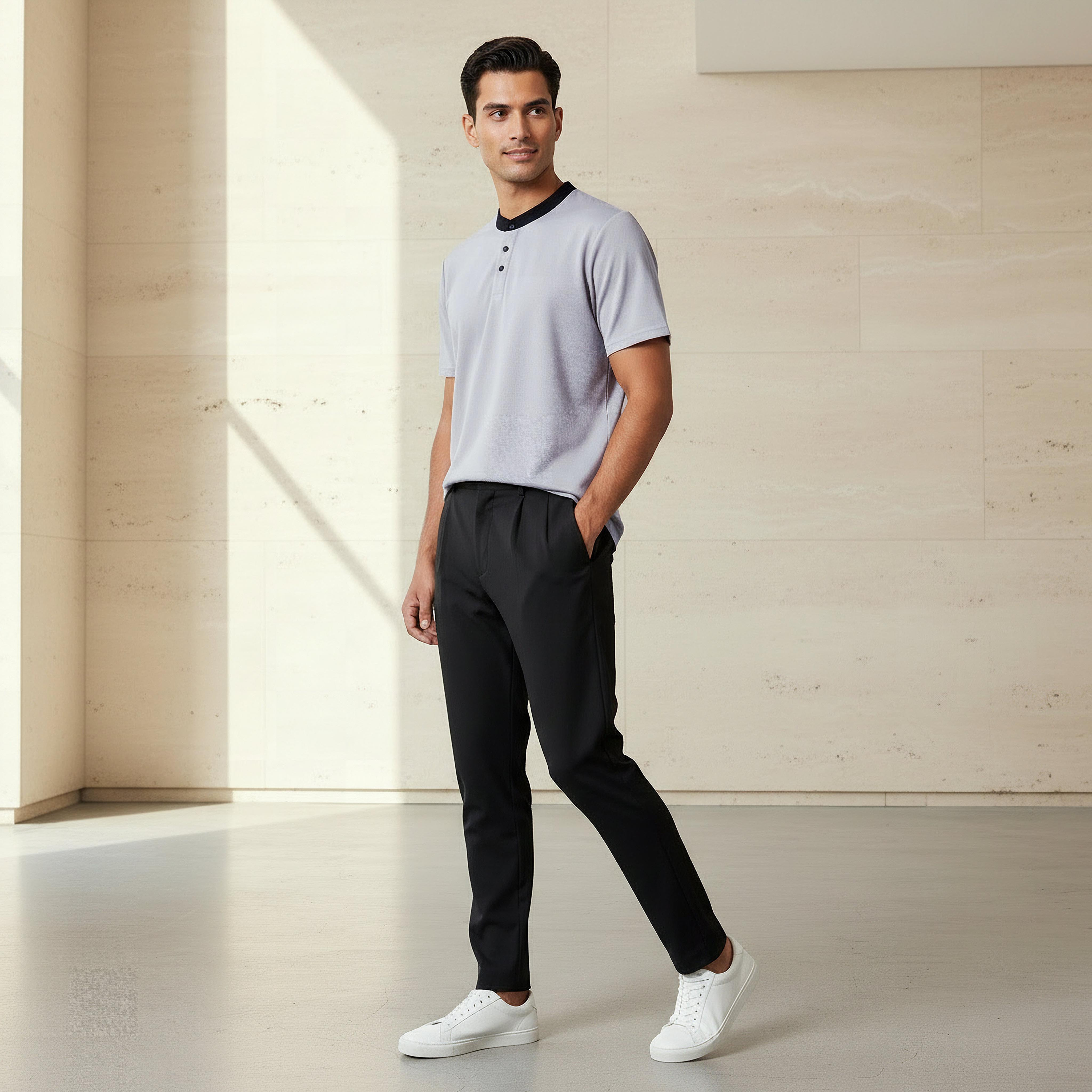 Men Regular Fit Henley Neck Short Sleeves Pique T-shirt-PROMO_SP_QAT_2_BUY2FORQAR89_130625-image-2