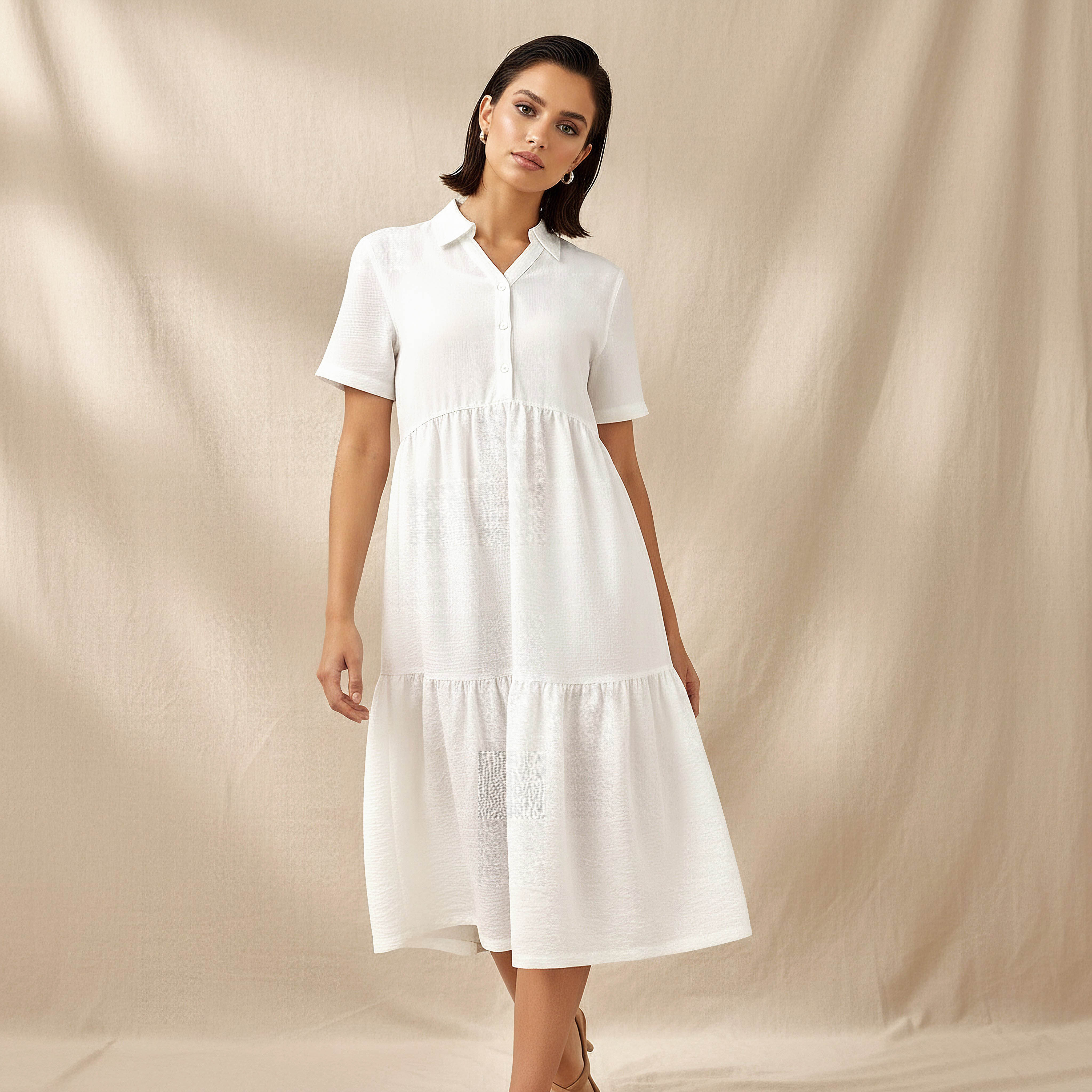 Tiered Midi Dress with Collar-women-clothing-dresses-image-1