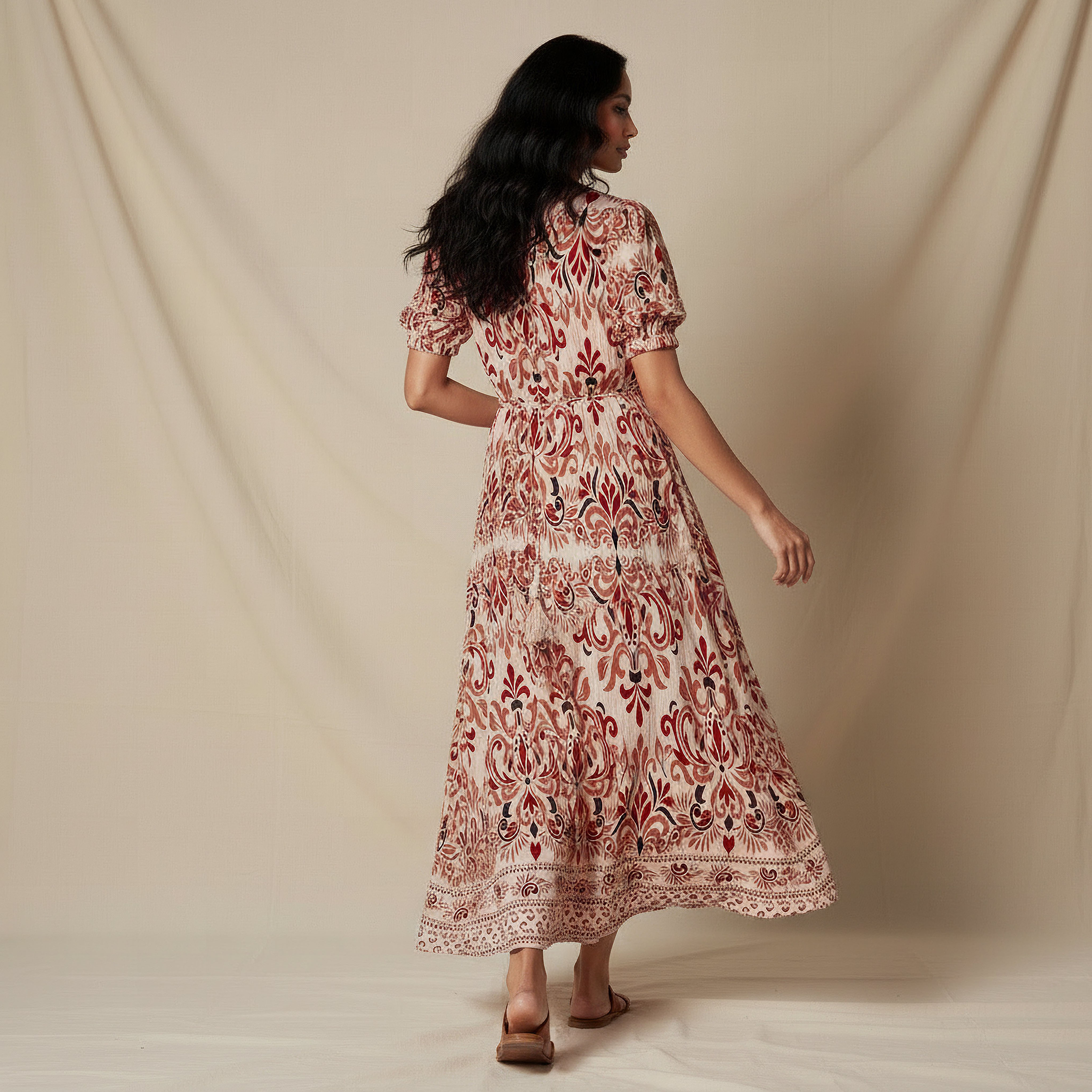 Printed Women Dress with V-neck-women-clothing-dresses-image-3