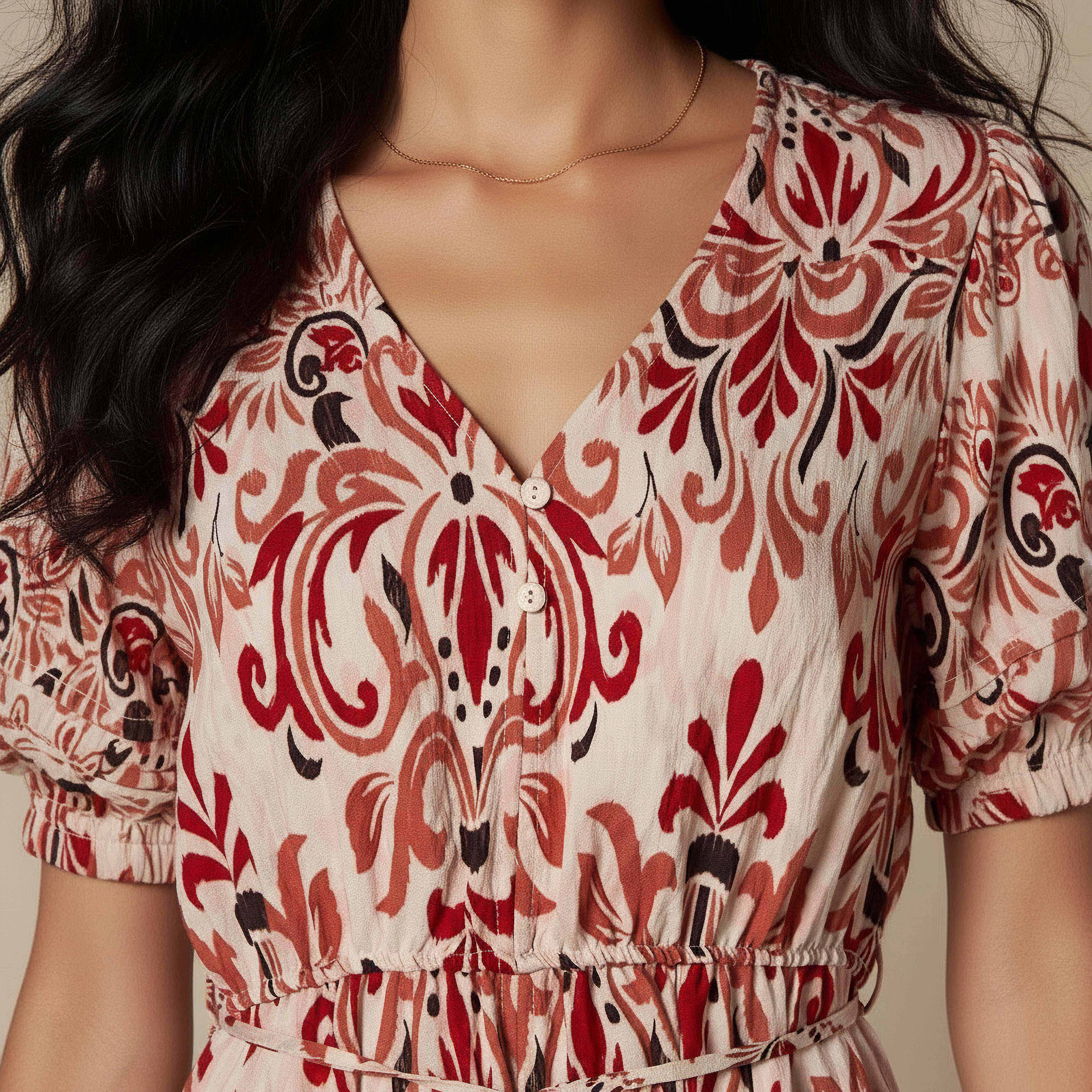 Printed Women Dress with V-neck-women-clothing-dresses-image-4