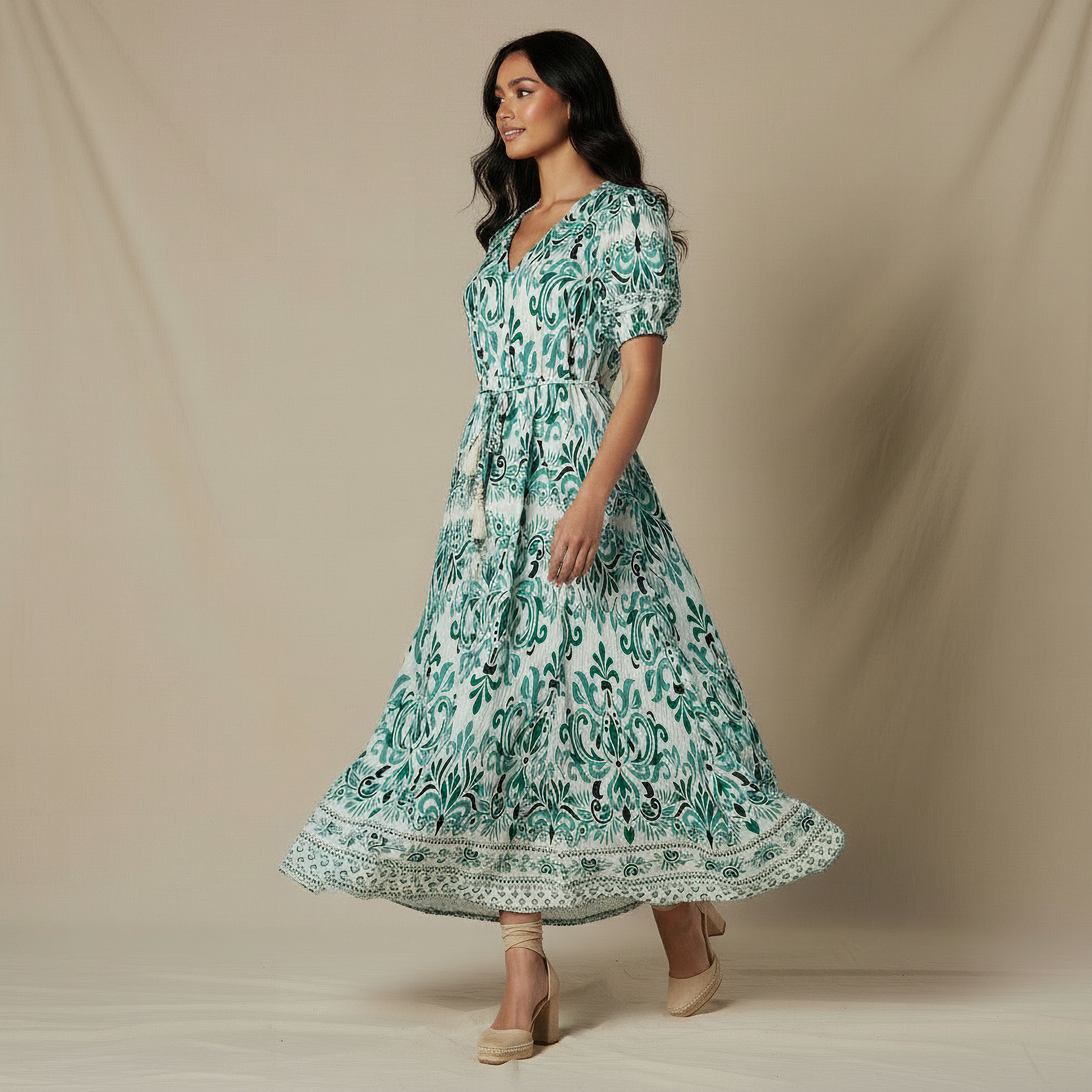 Printed Women Dress with V-neck-women-clothing-dresses-image-2