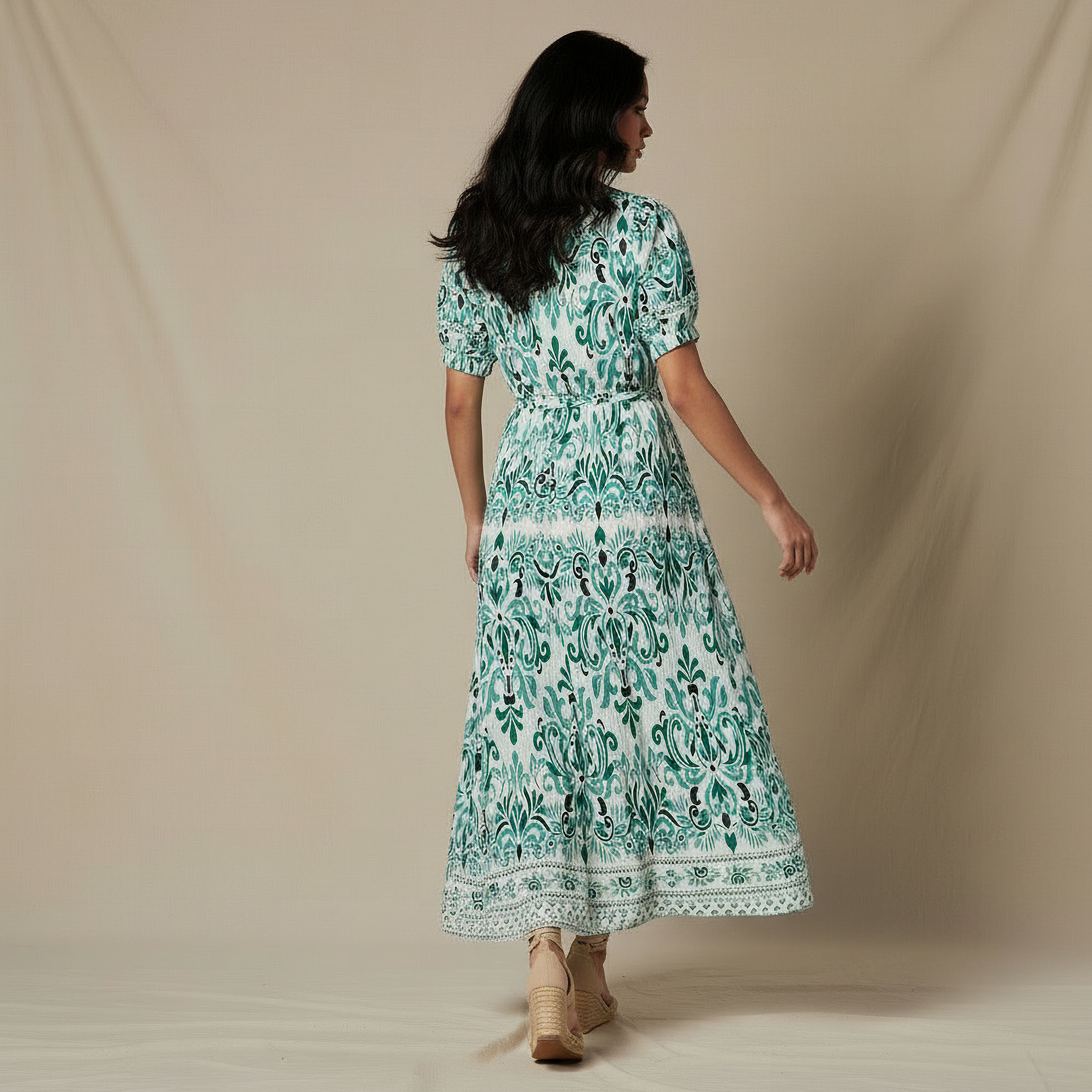 Printed Women Dress with V-neck-women-clothing-dresses-image-3