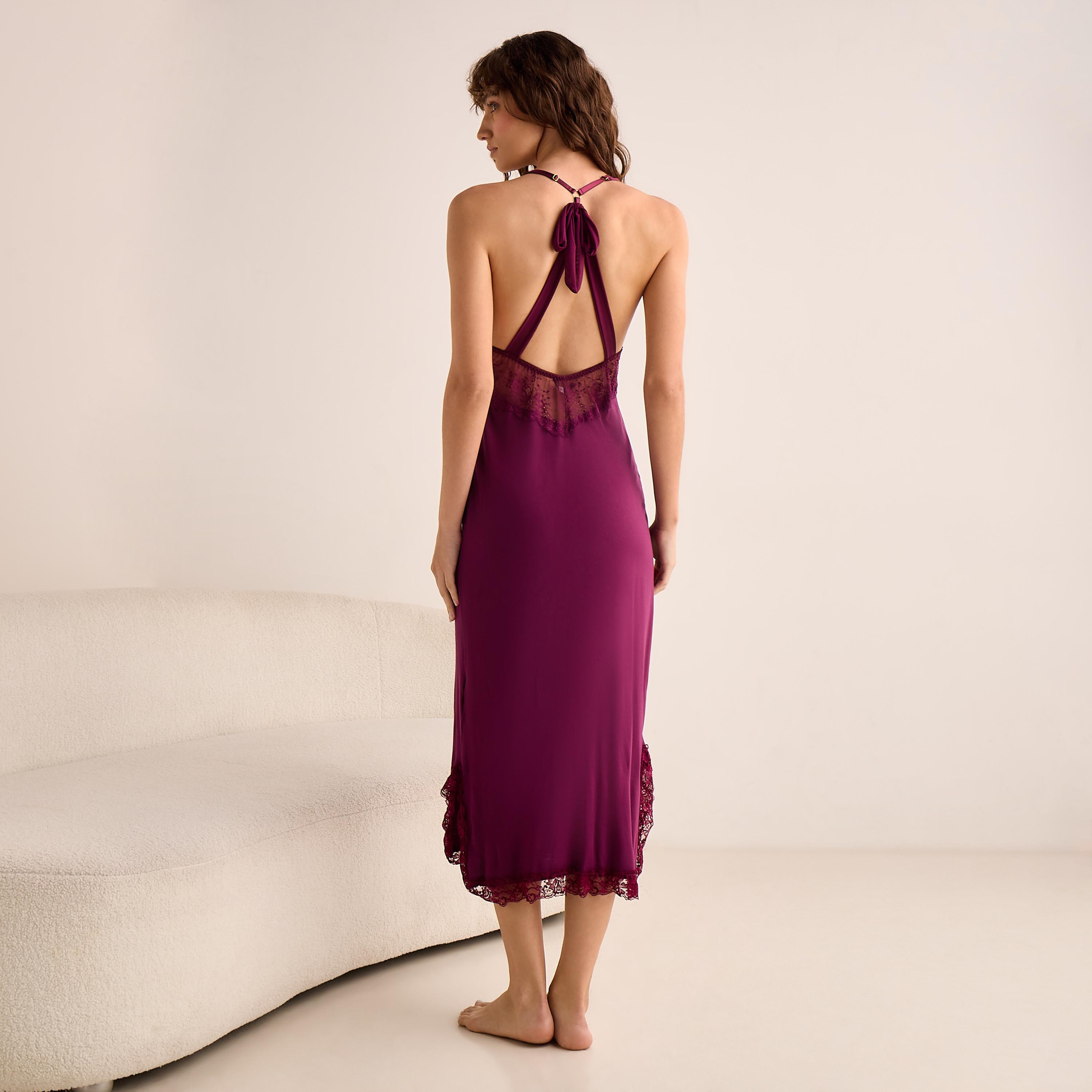 Night Dress Sleeveless with Lace Detail and Thong-women-clothing-nightwear-nighties-image-3