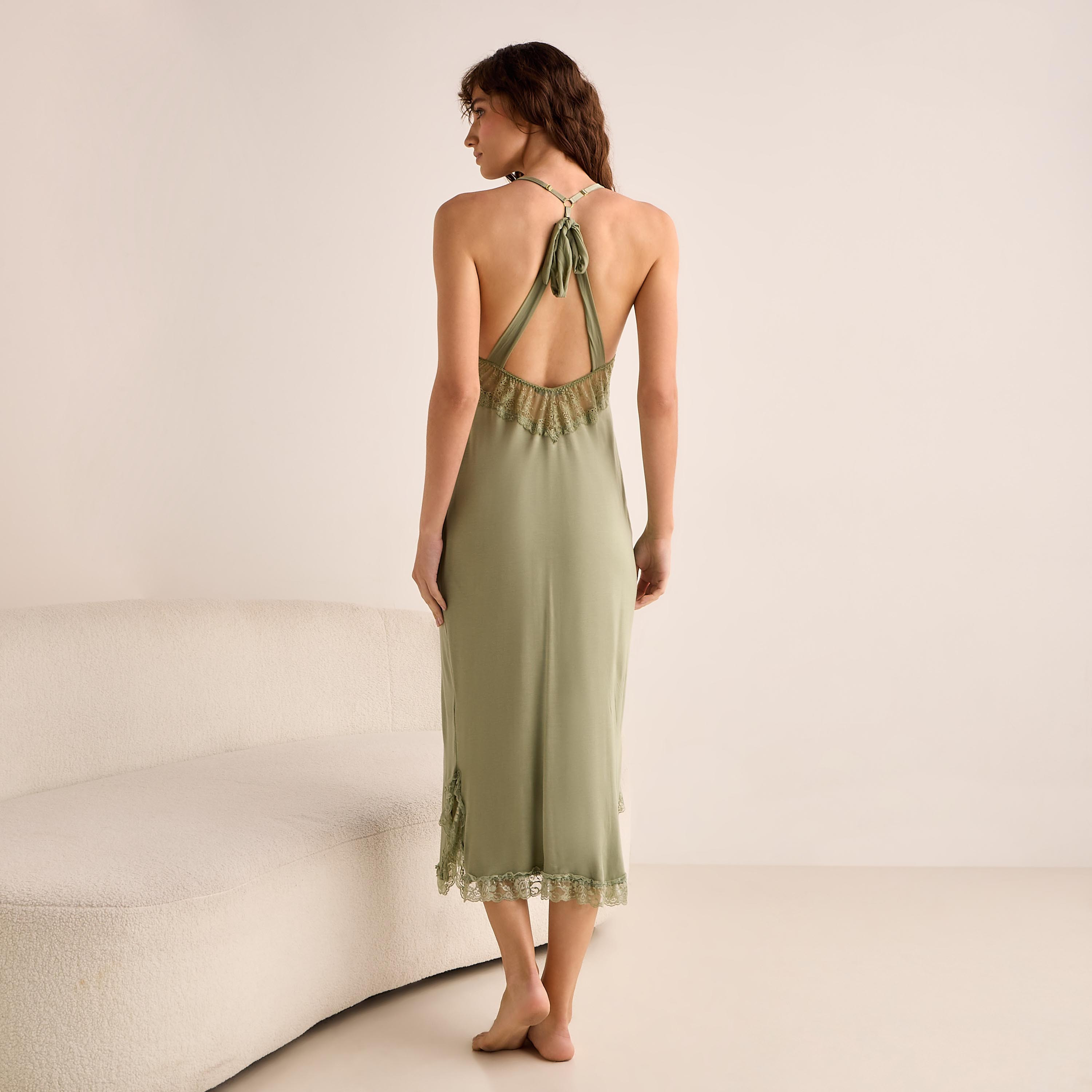 Night Dress Sleeveless with Lace Detail and Thong-women-clothing-nightwear-nighties-image-3