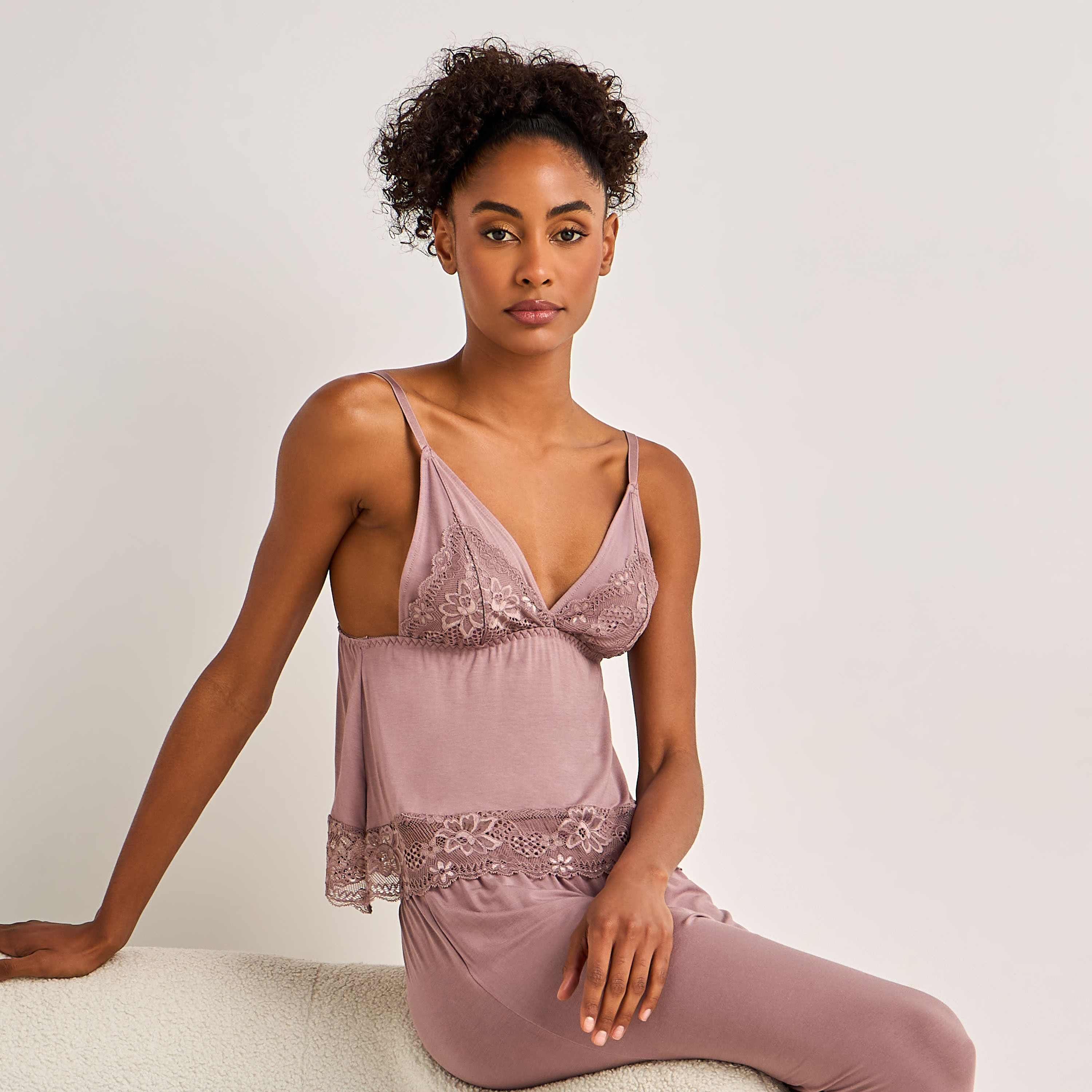 Pyjama Set Spaghetti Strap Top and Trousers-women-clothing-nightwear-pyjamas-longsets-image-2