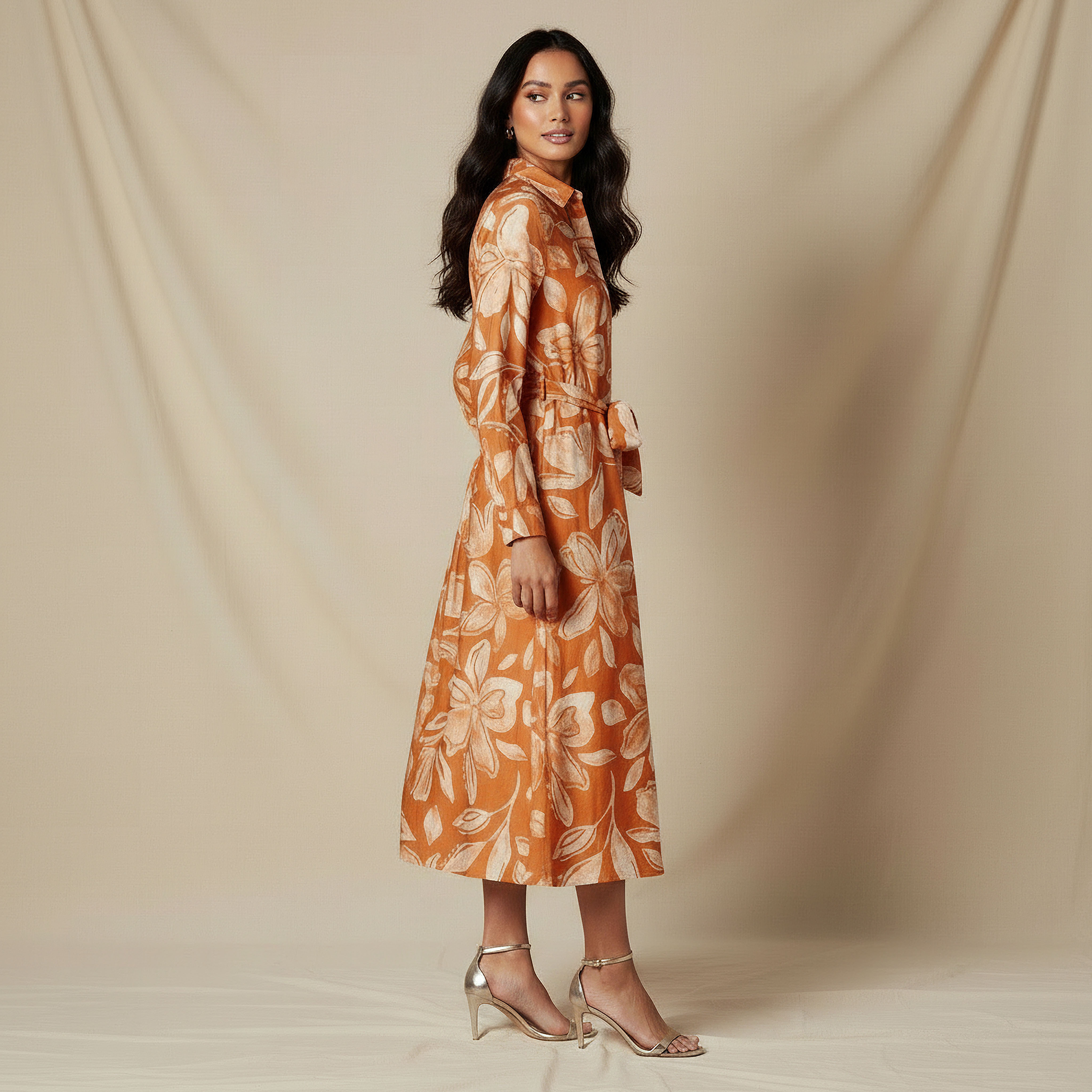 Midi Viscose Shirt Dress with Floral Print-women-clothing-dresses-image-2