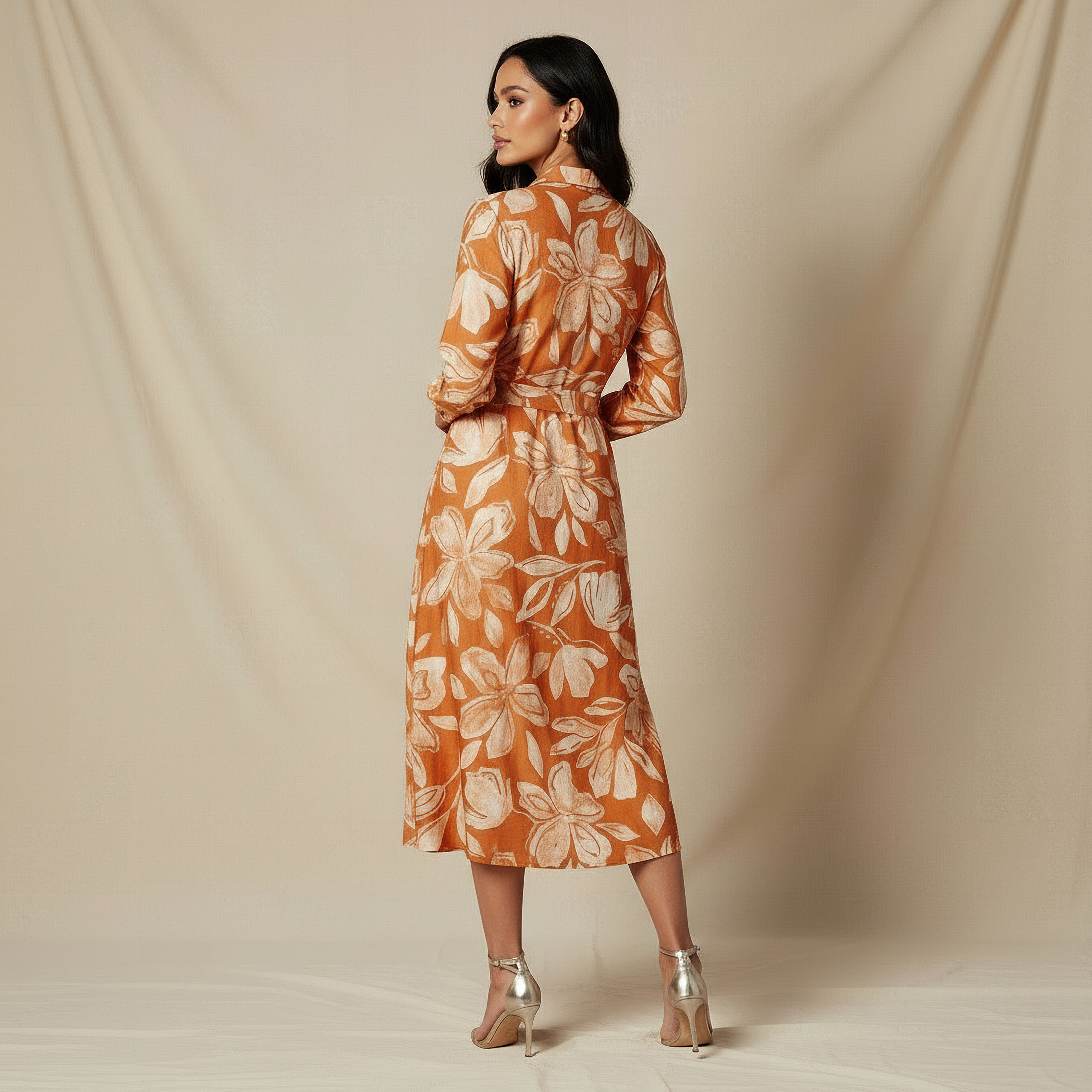 Midi Viscose Shirt Dress with Floral Print-women-clothing-dresses-image-3