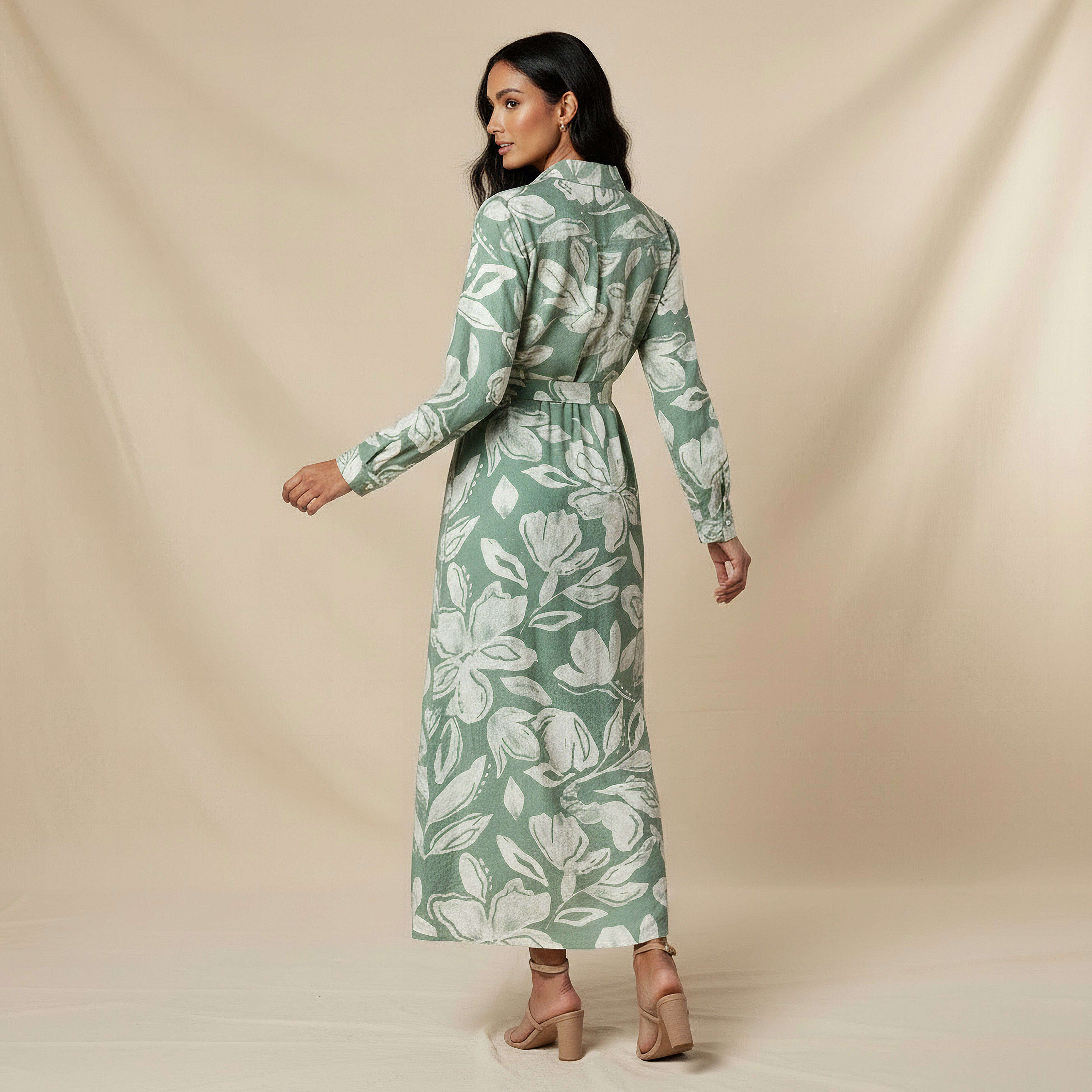 Midi Viscose Shirt Dress with Floral Print-women-clothing-dresses-image-3