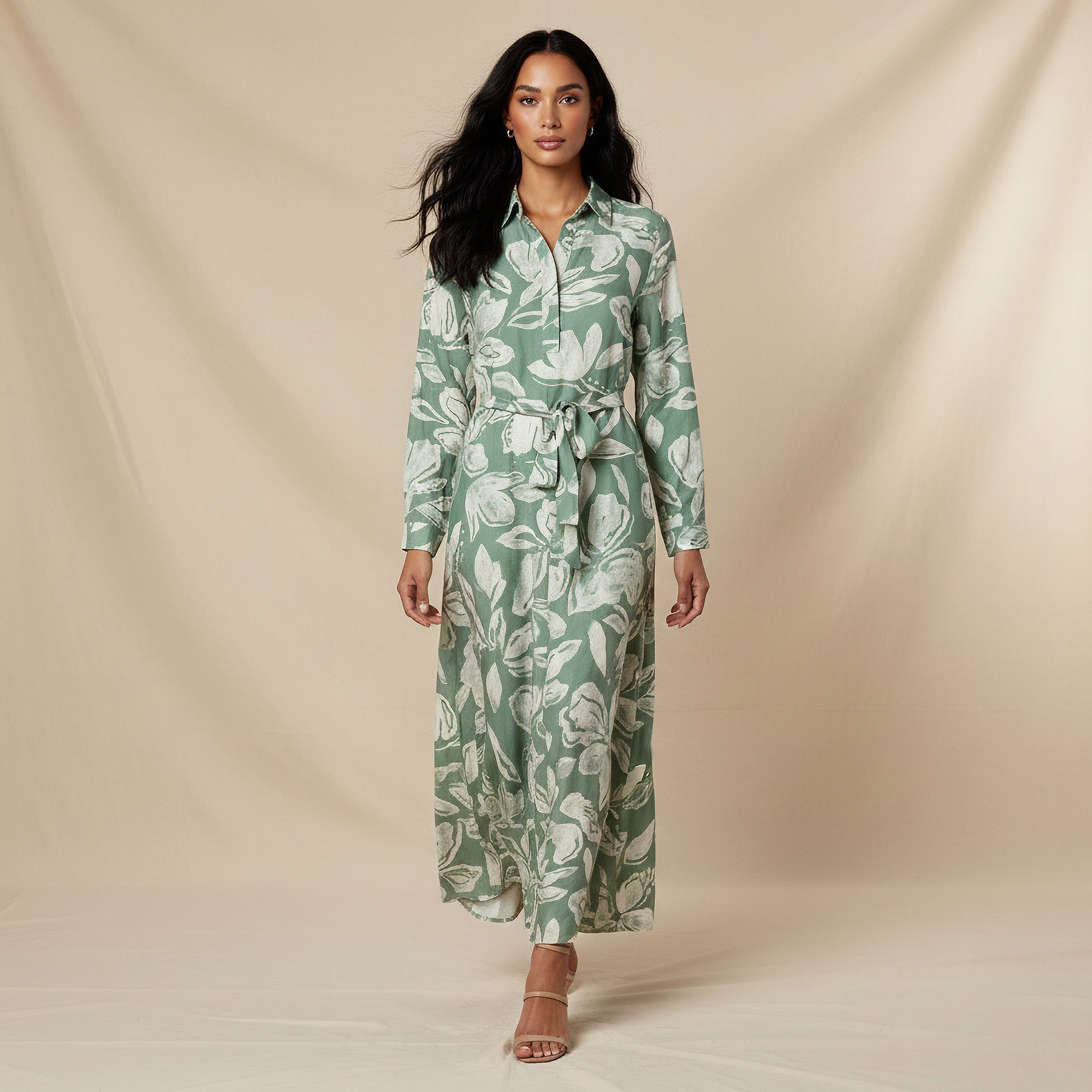 Midi Viscose Shirt Dress with Floral Print-women-clothing-dresses-image-5