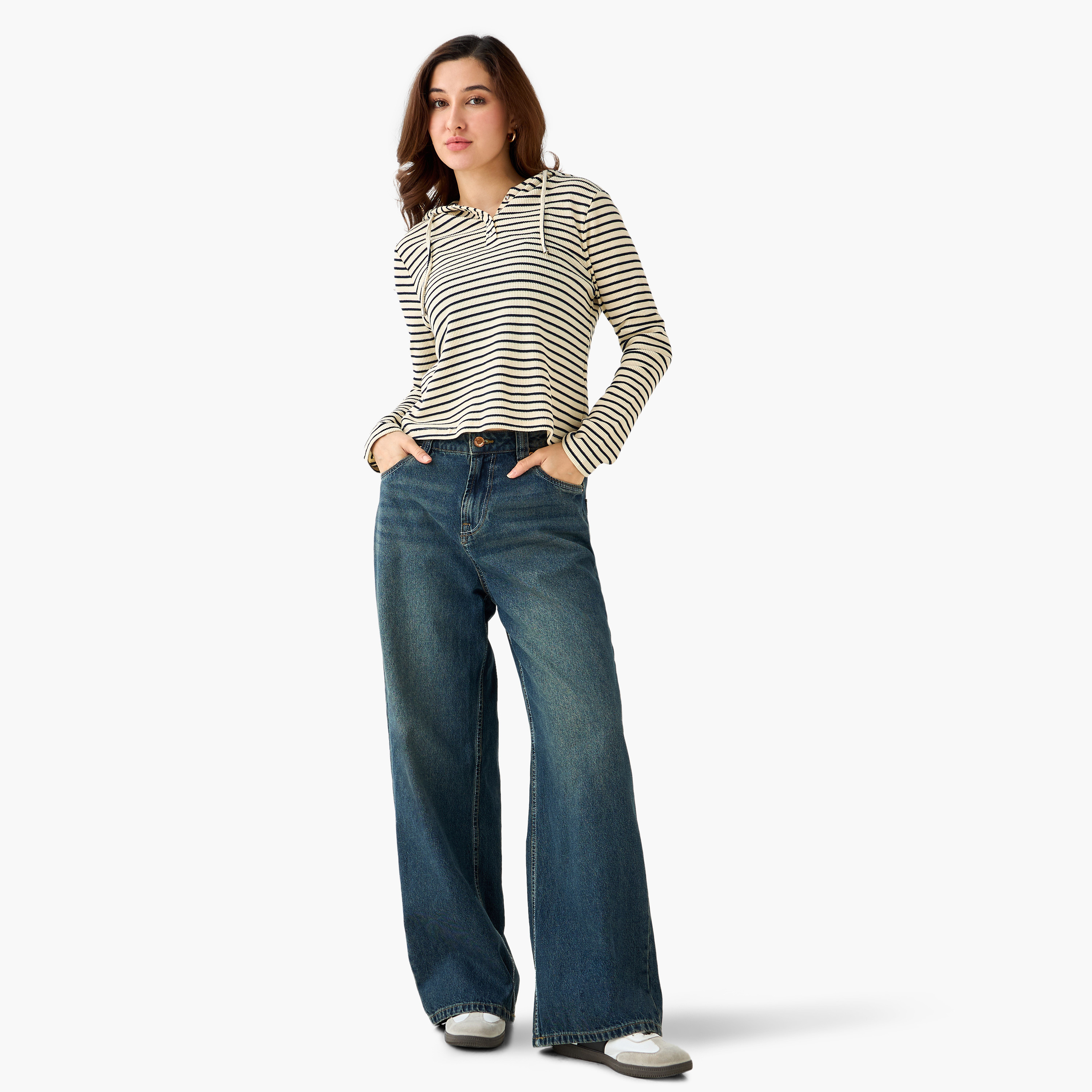 Women Regular Fit Striped Hoodie-women-winterwear-hoodiesandsweatshirts-hoodies-image-2