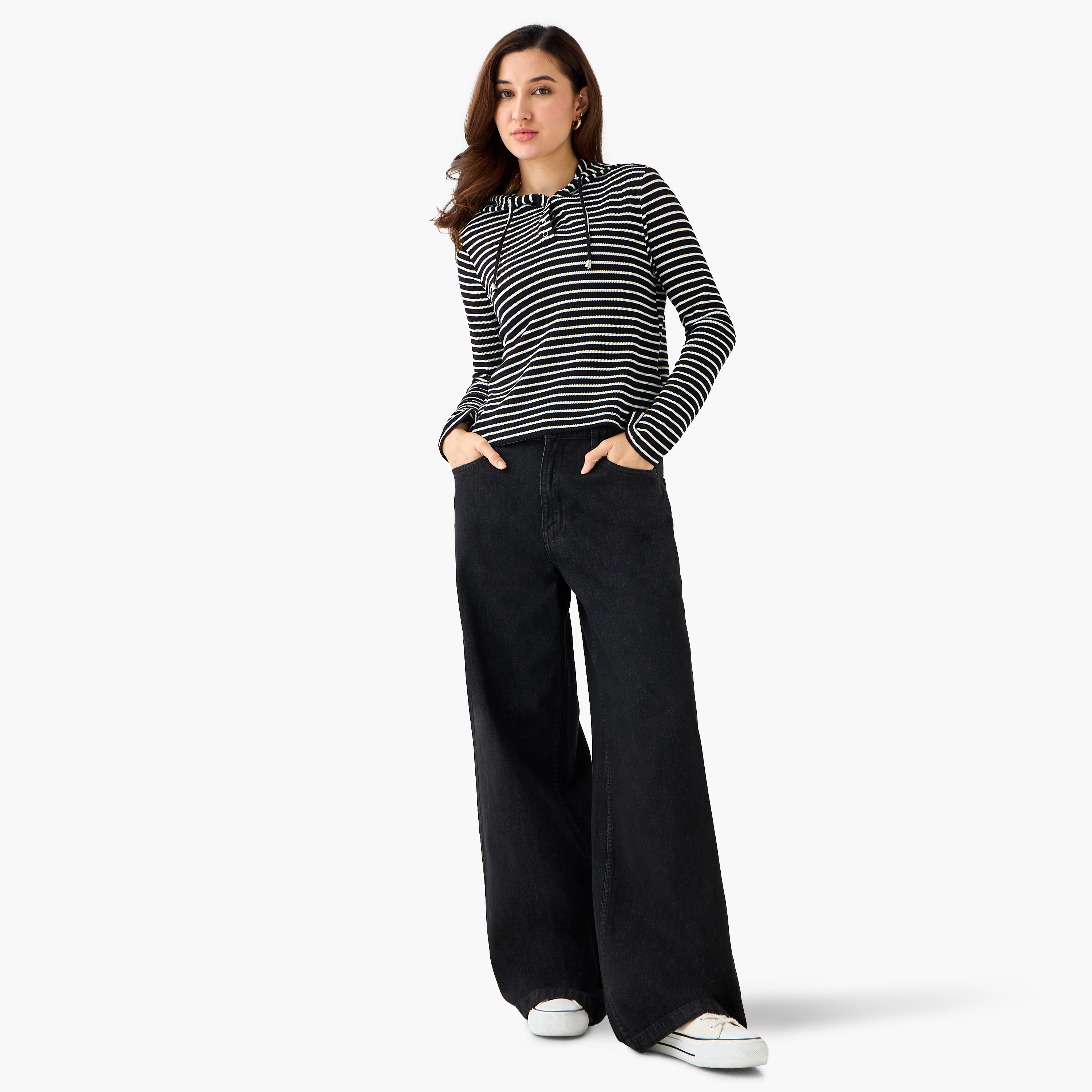 Women Regular Fit Striped Hoodie-women-winterwear-hoodiesandsweatshirts-hoodies-image-2