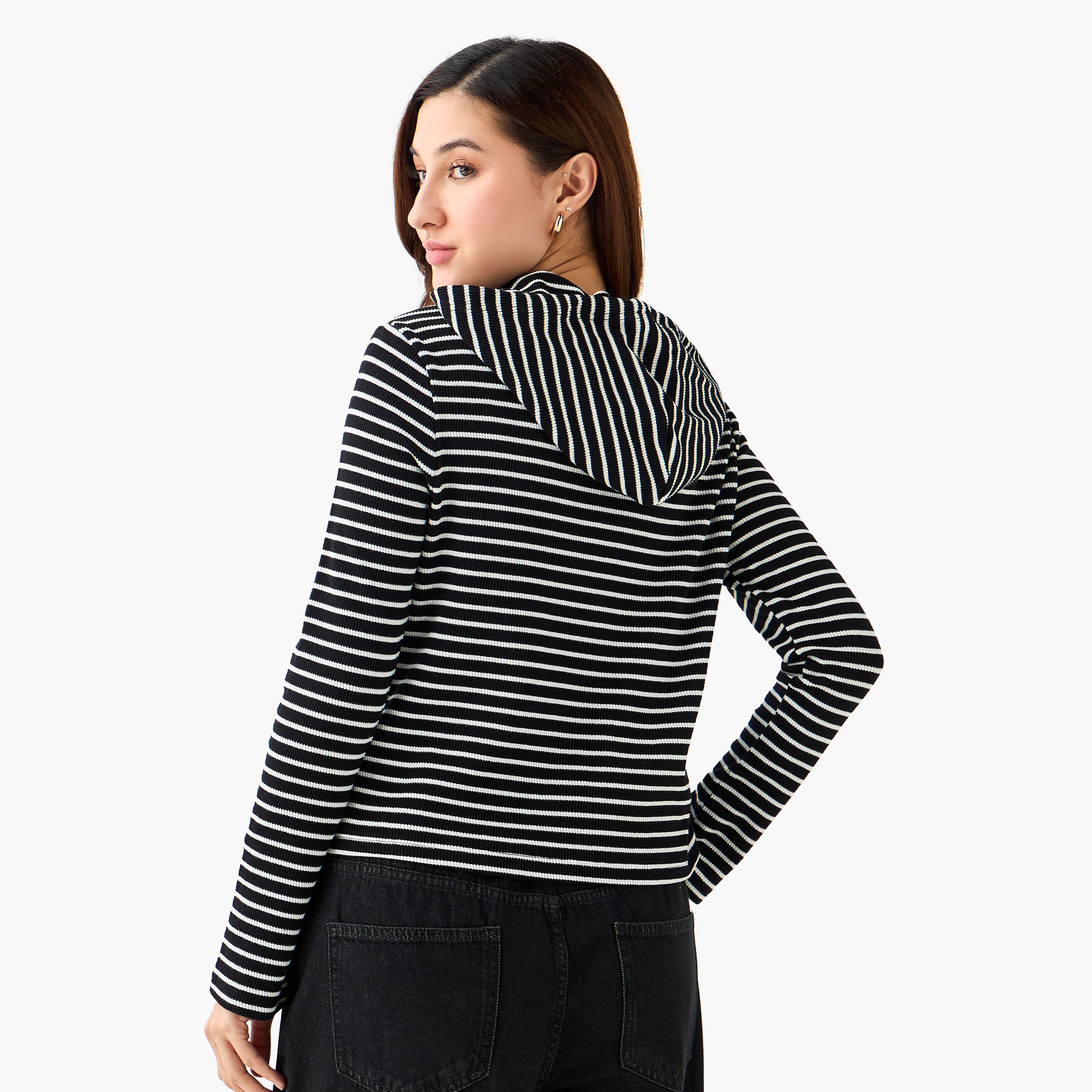 Women Regular Fit Striped Hoodie-women-winterwear-hoodiesandsweatshirts-hoodies-image-4