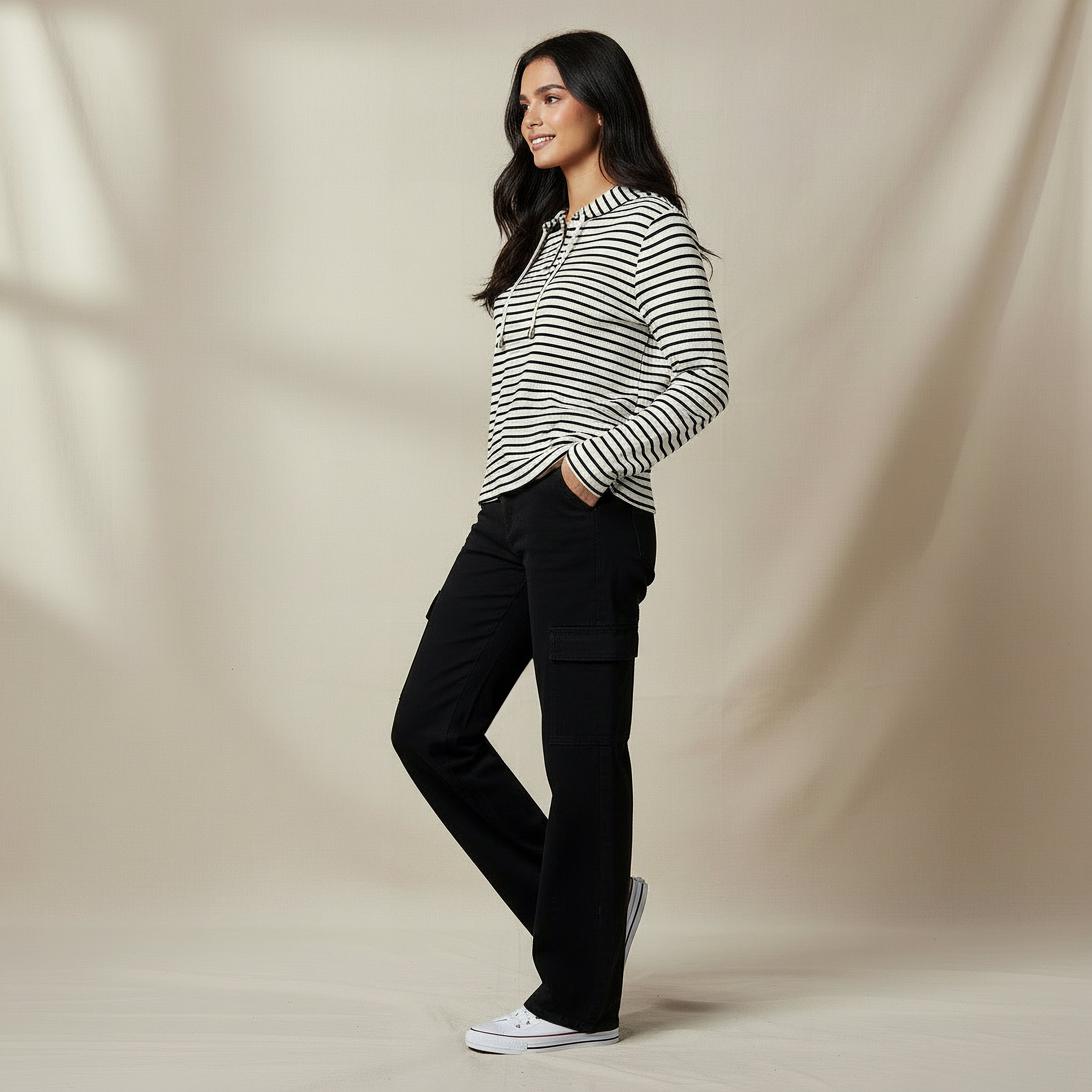 Women Regular Fit Striped Hoodie-women-winterwear-hoodiesandsweatshirts-hoodies-image-2
