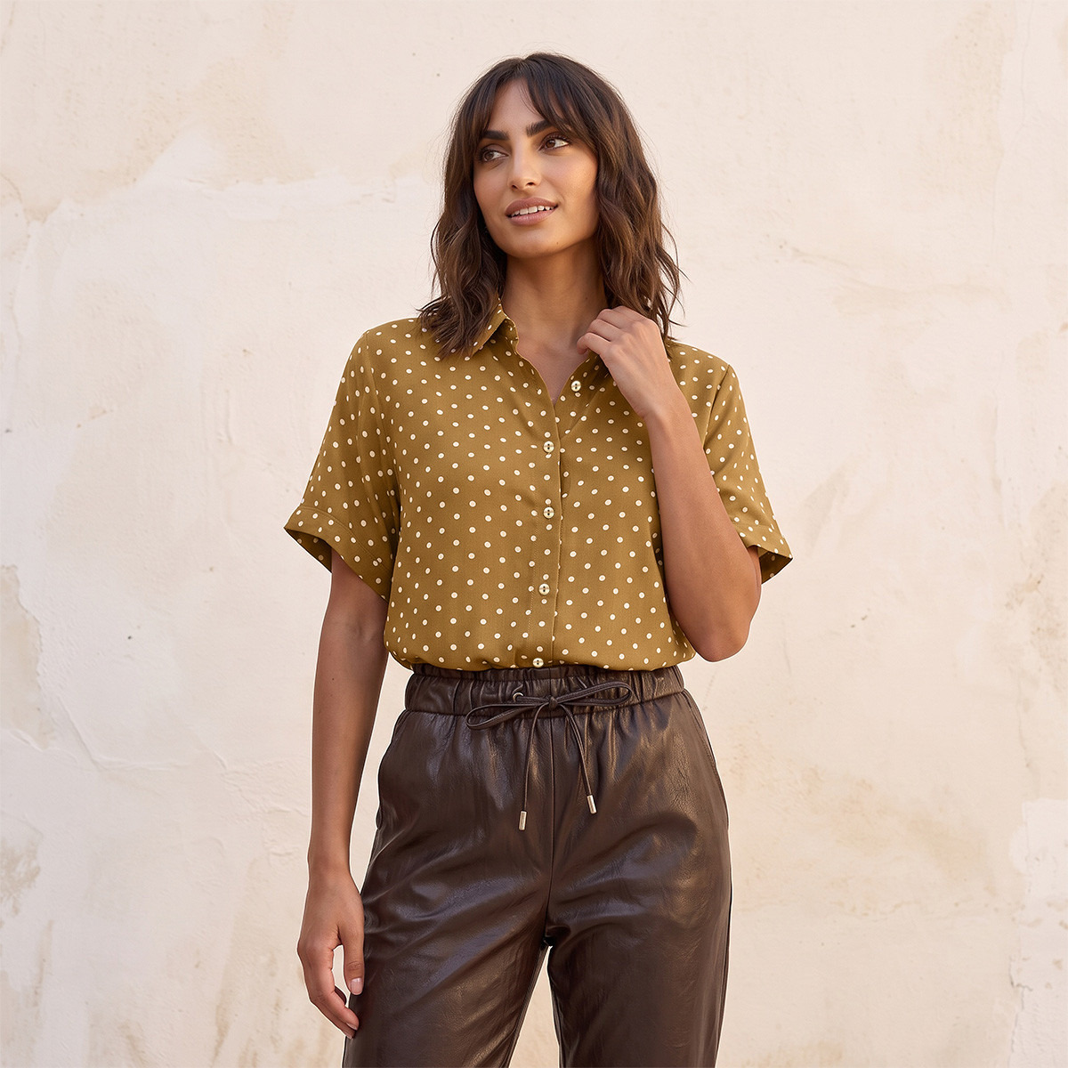 Splash Fav Regular Fit Rayon Shirt with Polka Dot Print-women-clothing-shirtsandblouses-shirts-image-1