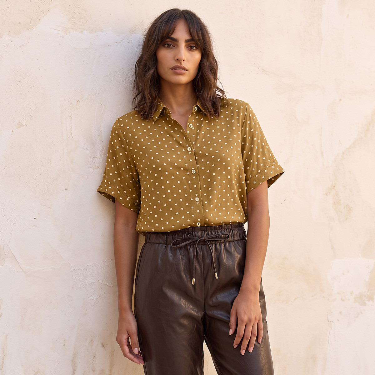 Splash Fav Regular Fit Rayon Shirt with Polka Dot Print-women-clothing-shirtsandblouses-shirts-image-5