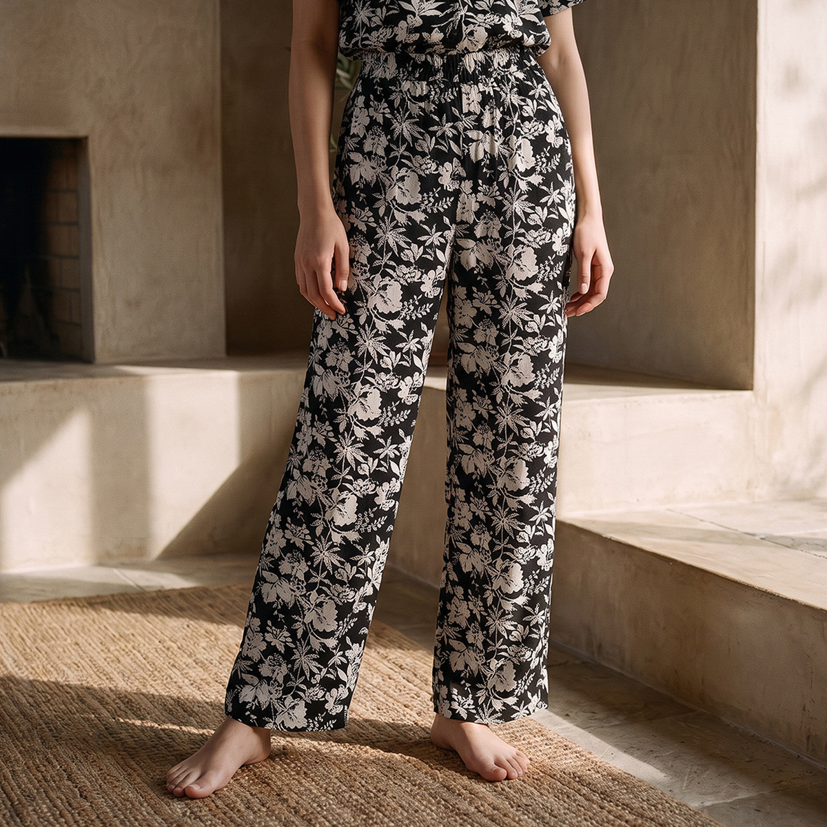 Pyjama Set Button-Down Shirt & Trousers Rayon-women-clothing-nightwear-pyjamas-longsets-image-5
