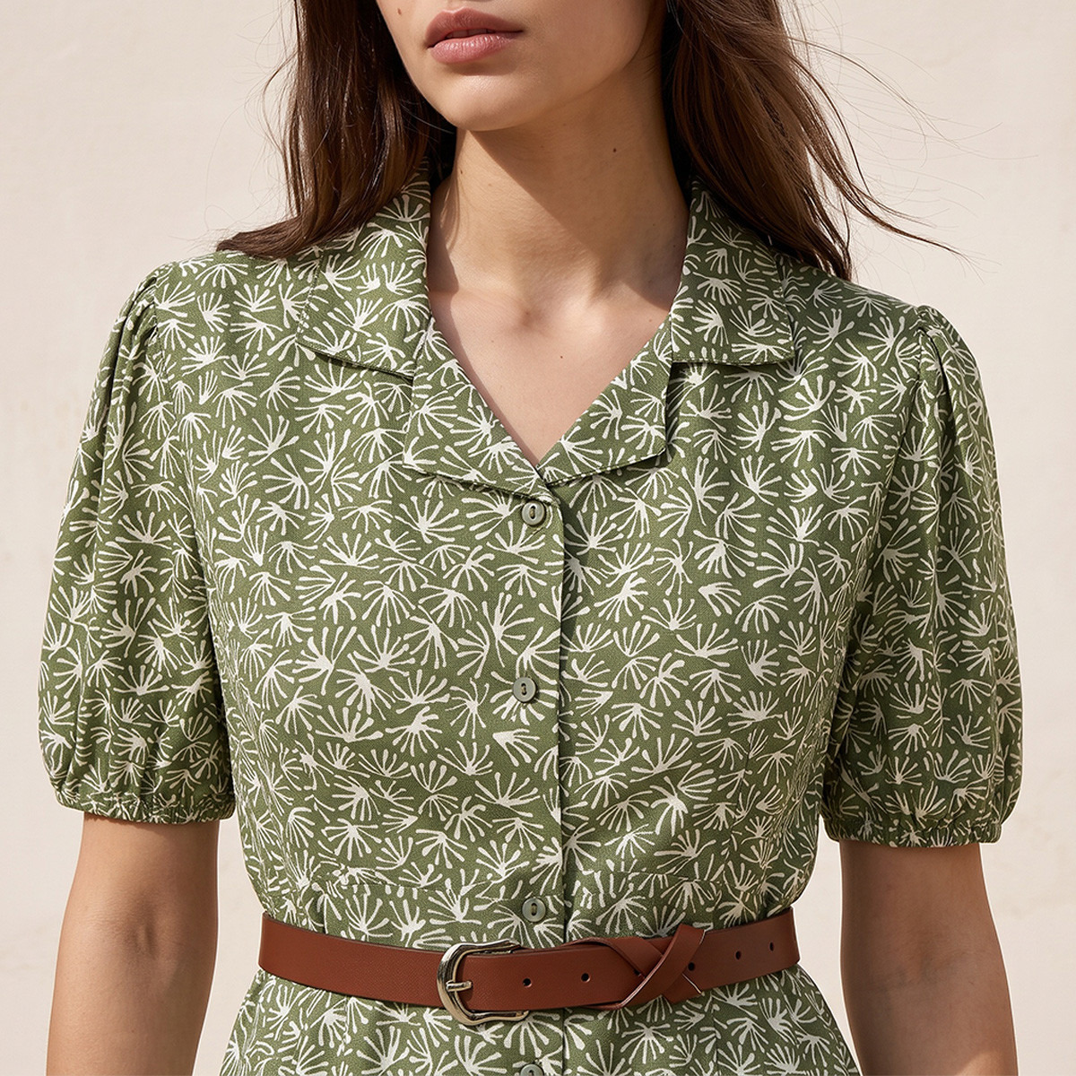فستان قميص من الفيسكوز بطبعة زهور مع حزام من سبلاش-women-clothing-dresses-image-5