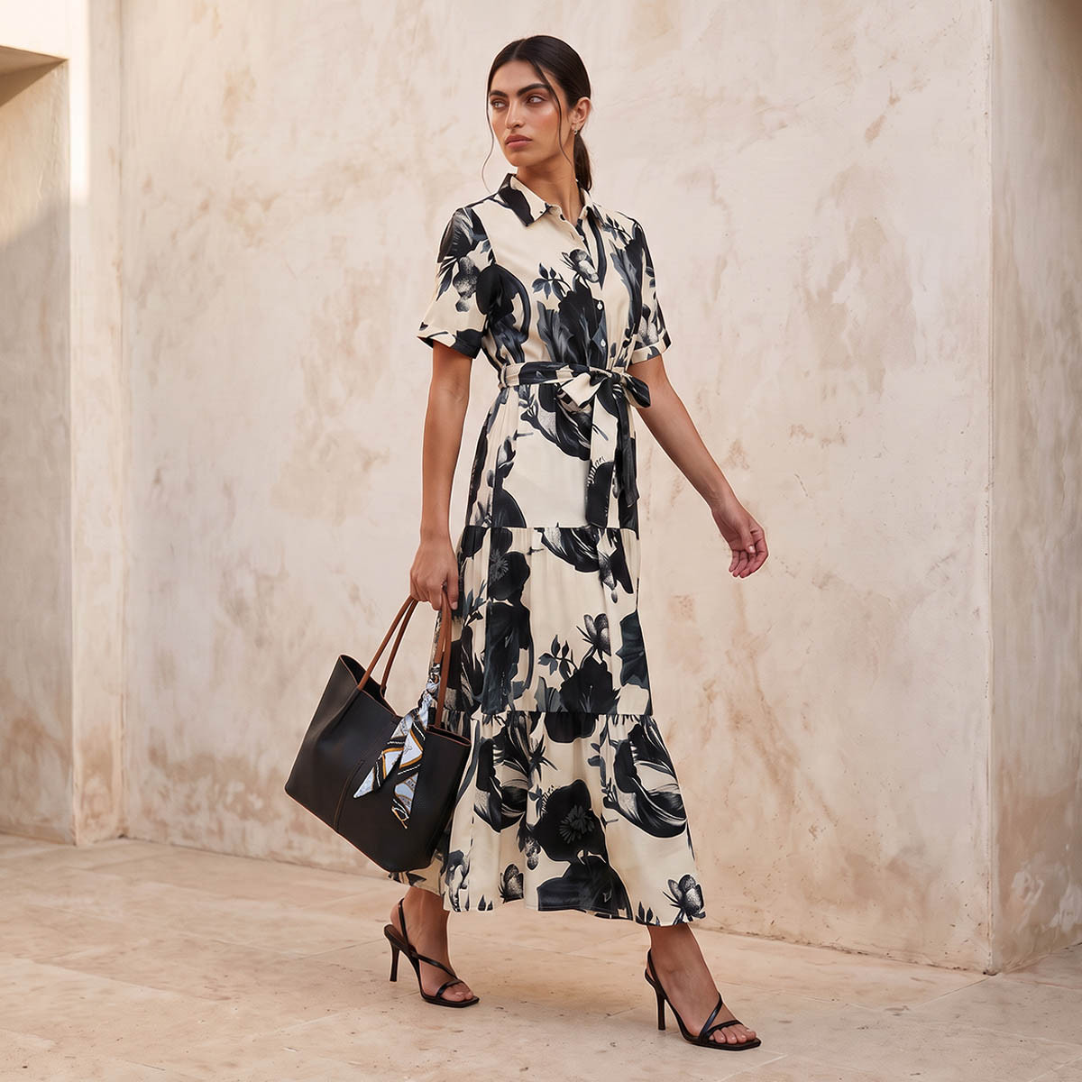 فستان قميص رايون بطبعات زهور من سبلاش فاف-women-clothing-dresses-image-3