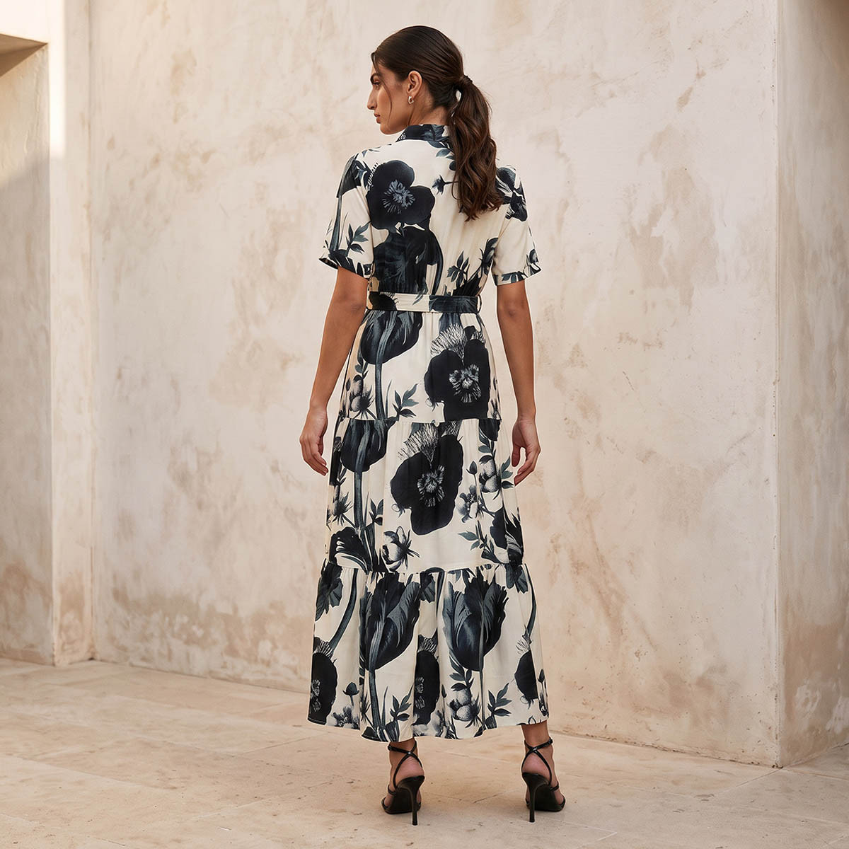 فستان قميص رايون بطبعات زهور من سبلاش فاف-women-clothing-dresses-image-4