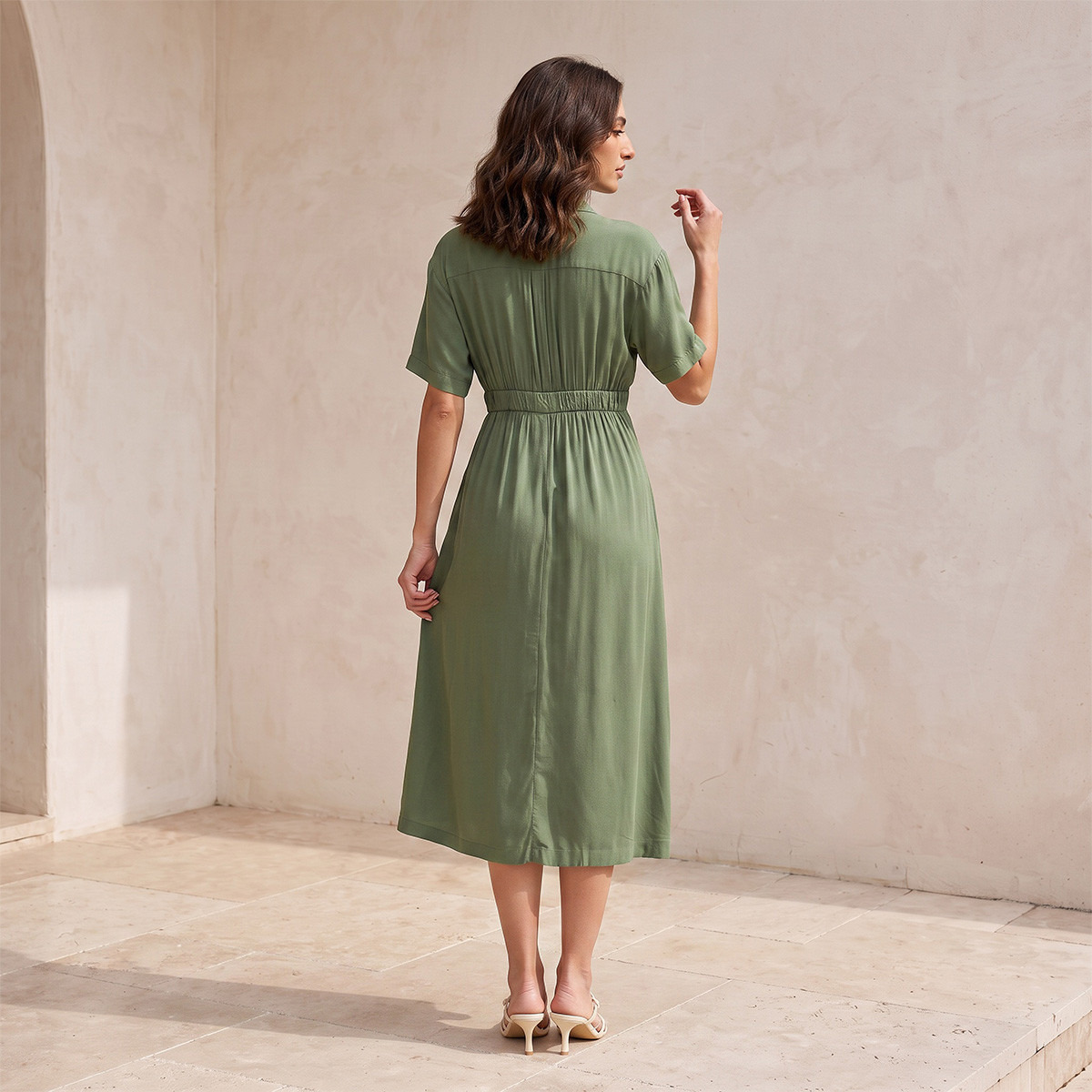 Splash Fav Shirt Dress Elastic Waist-women-clothing-dresses-image-2
