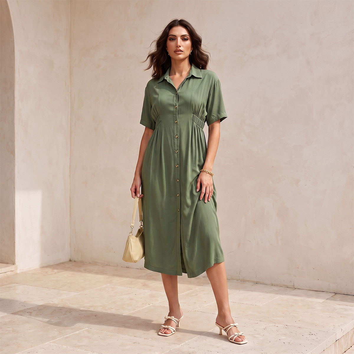 Splash Fav Shirt Dress Elastic Waist-women-clothing-dresses-image-3