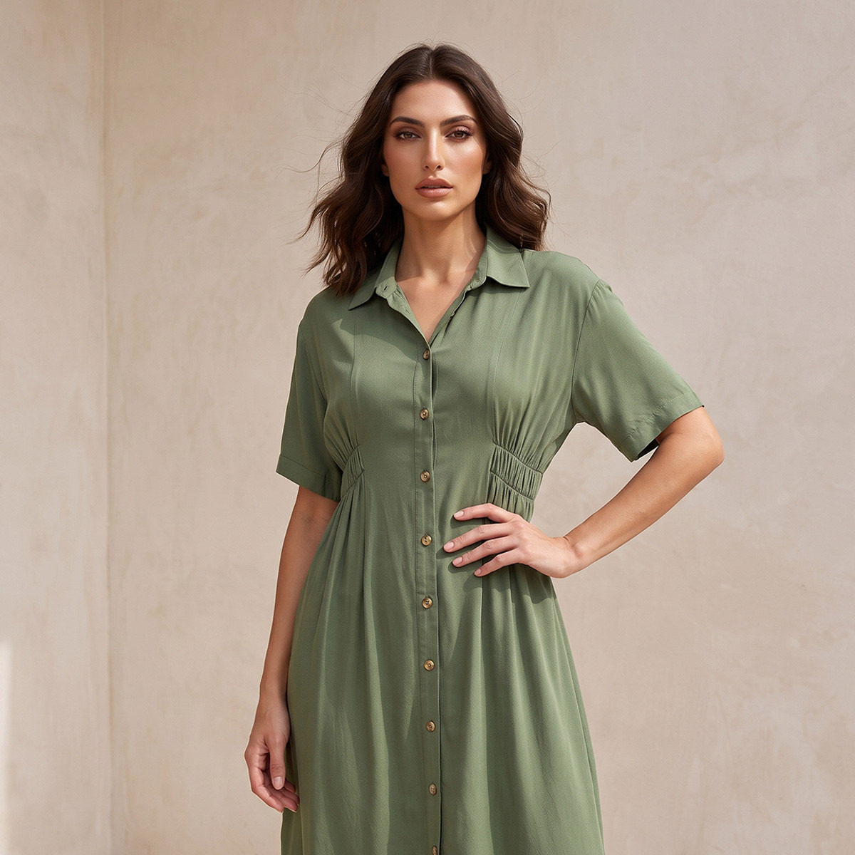 Splash Fav Shirt Dress Elastic Waist-women-clothing-dresses-image-4