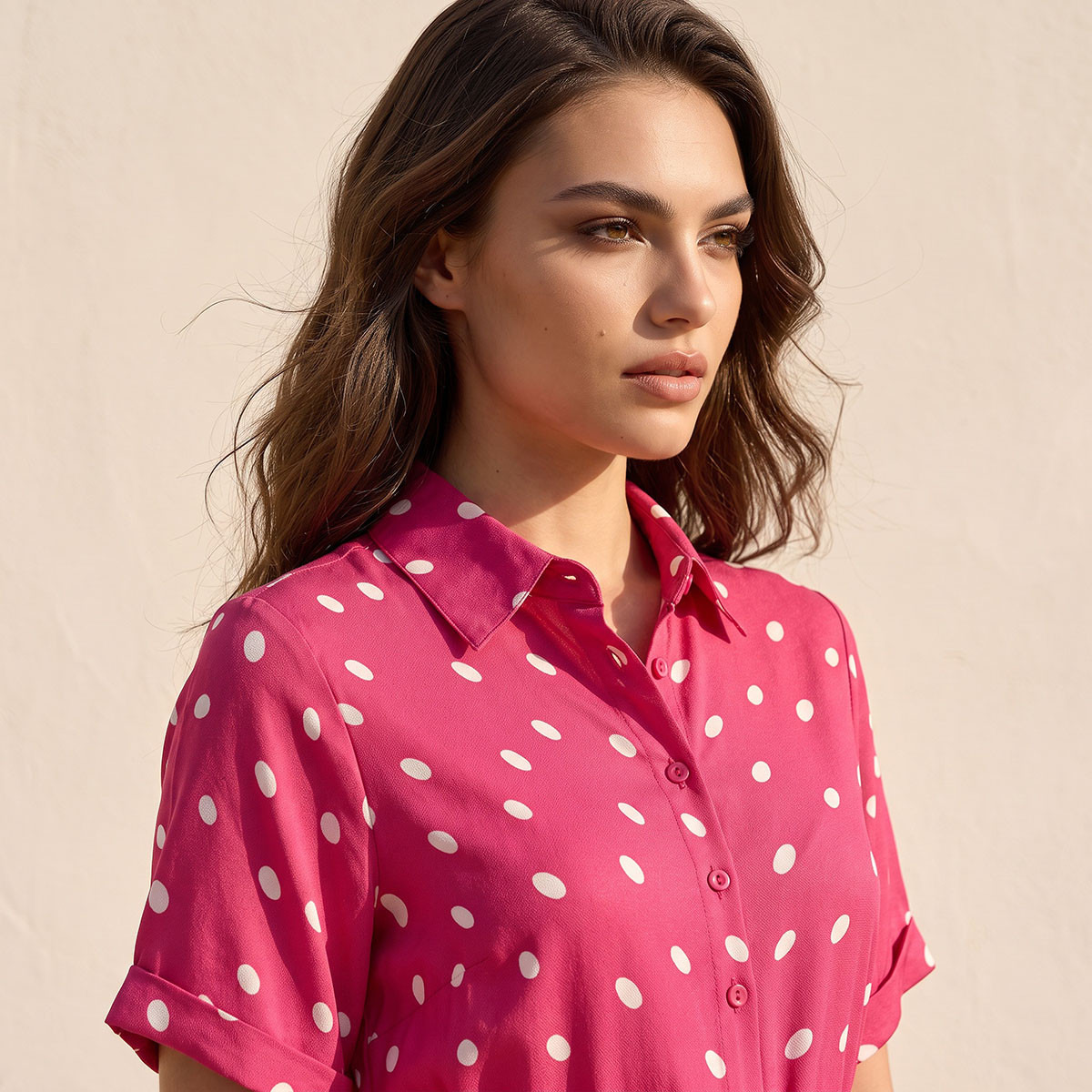 Splash Fav Midi Polka Dot Print Shirt Dress with Belt-women-clothing-dresses-image-4