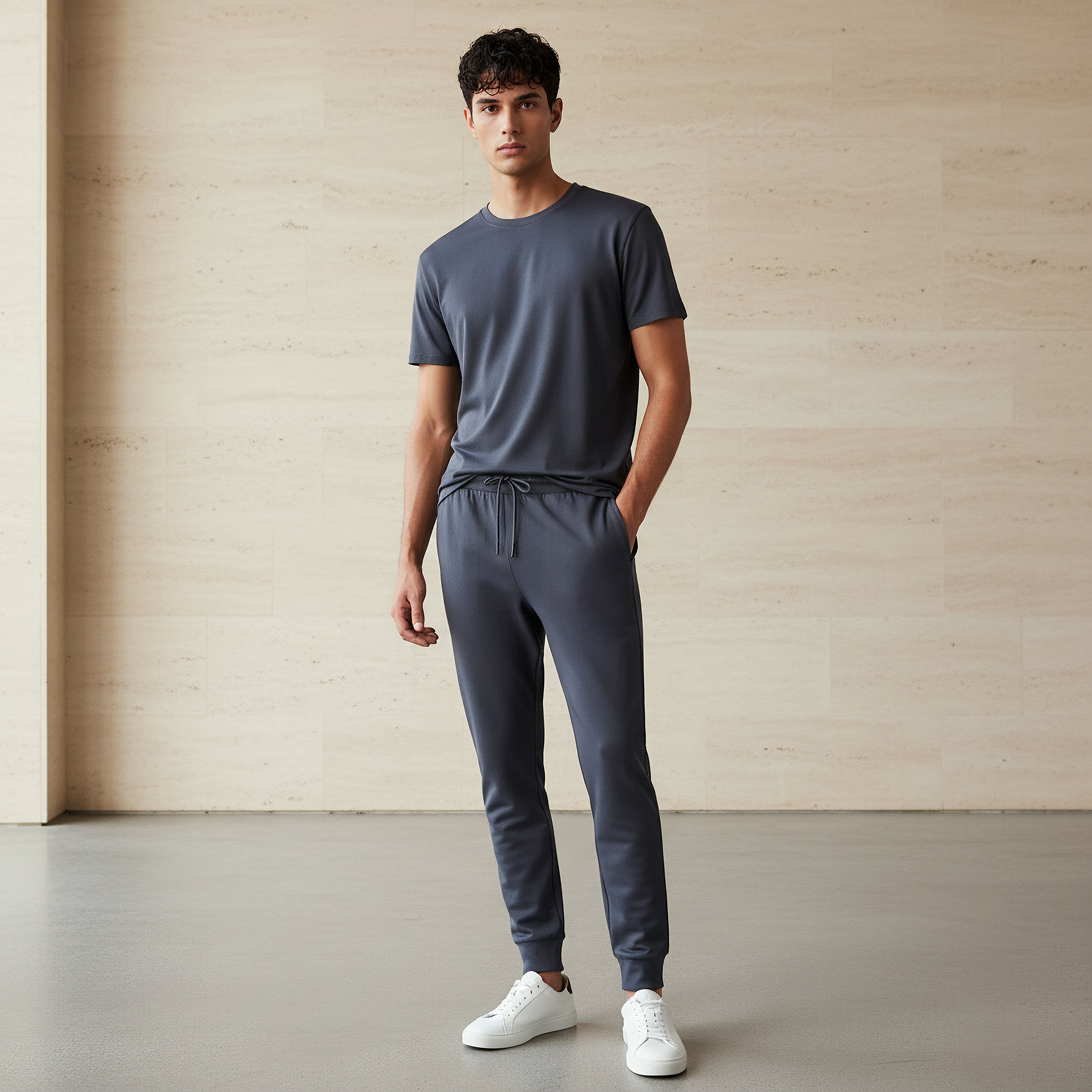 Men Twill T-shirt and Joggers Set-men-clothing-sportswearandactivewear-tracksuits-image-1