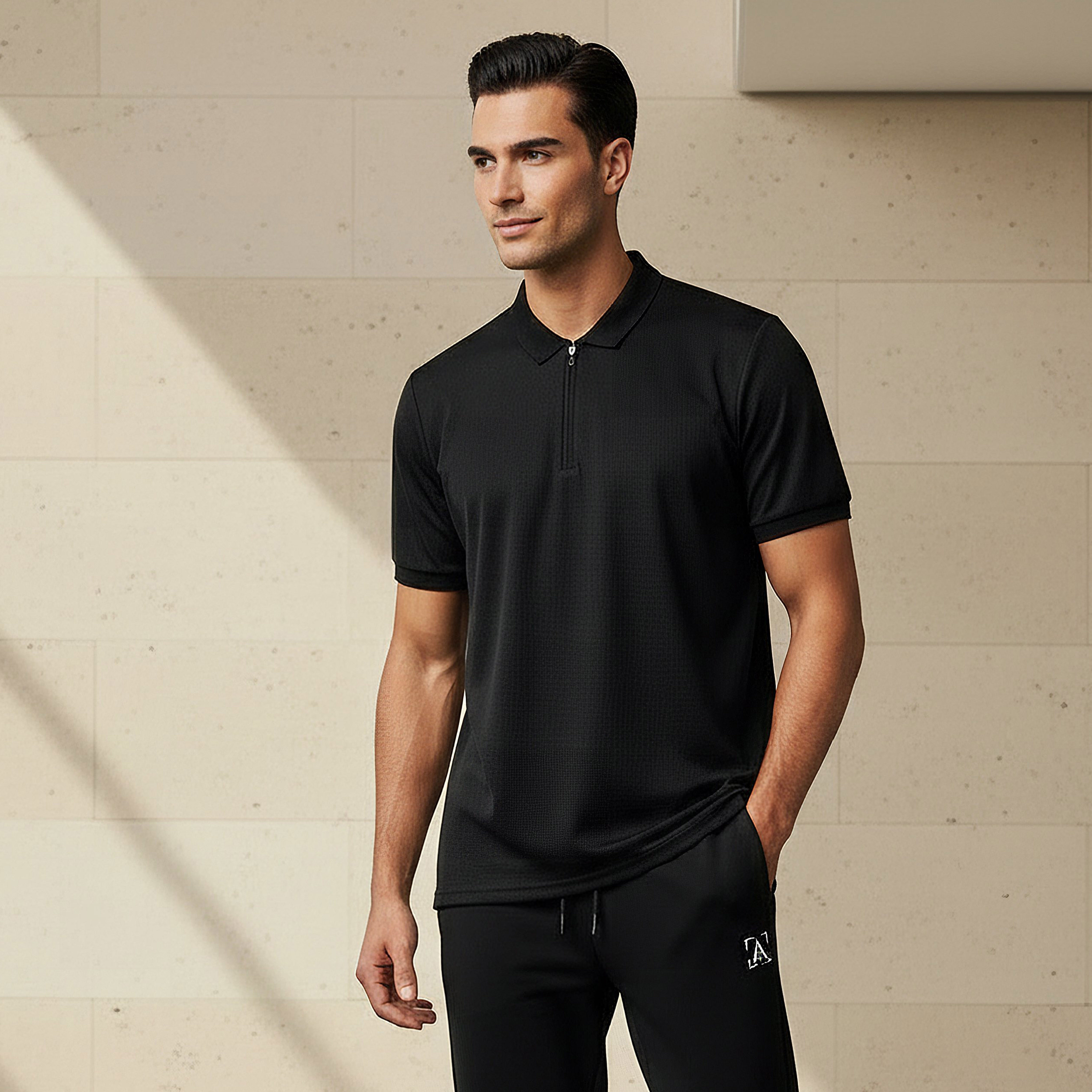 Men Short Sleeves Textured Polo T-shirt-men-clothing-tshirtsandpolos-polos-image-1
