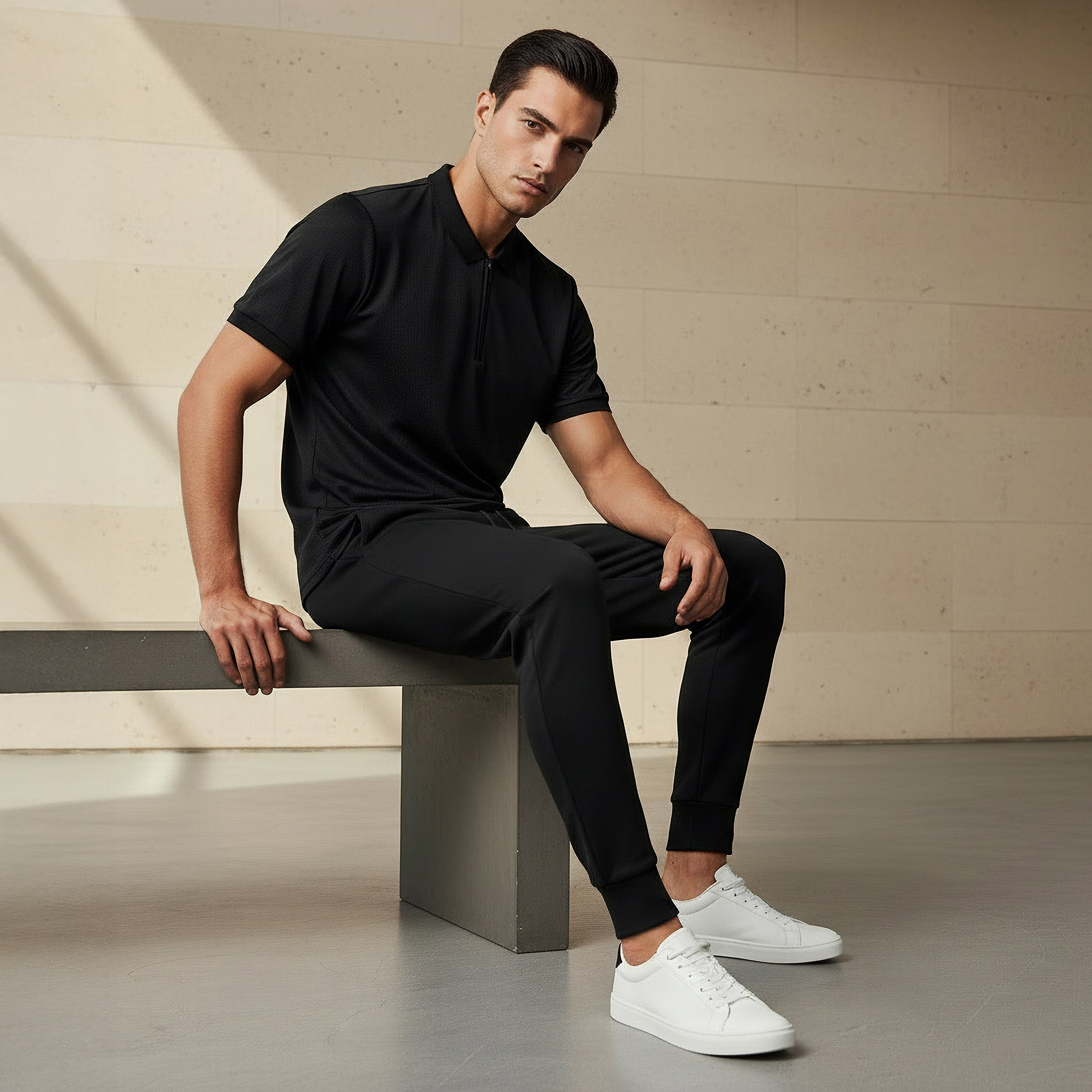 Men Short Sleeves Textured Polo T-shirt-men-clothing-tshirtsandpolos-polos-image-2