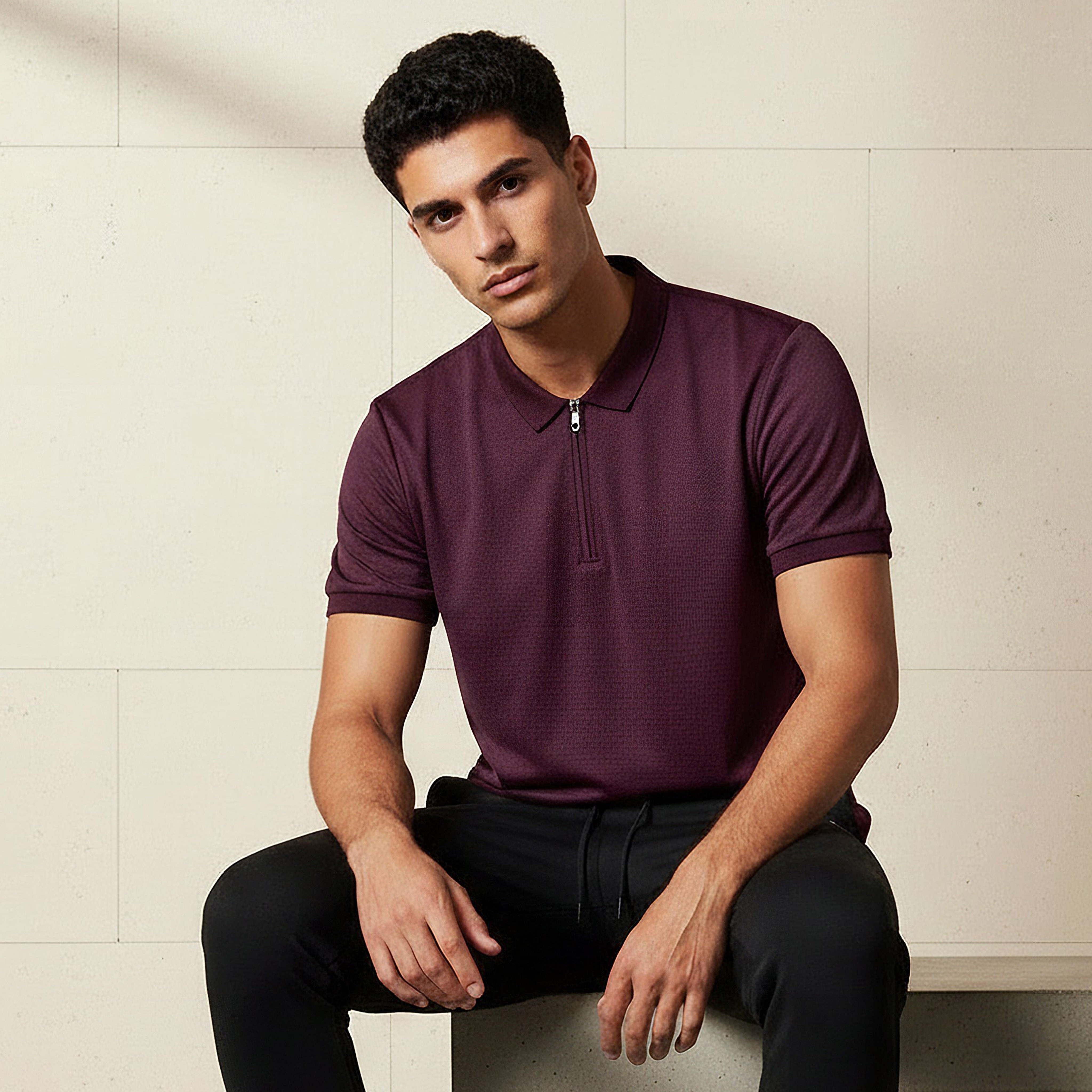 Men Short Sleeves Textured Polo T-shirt-men-clothing-tshirtsandpolos-polos-image-1