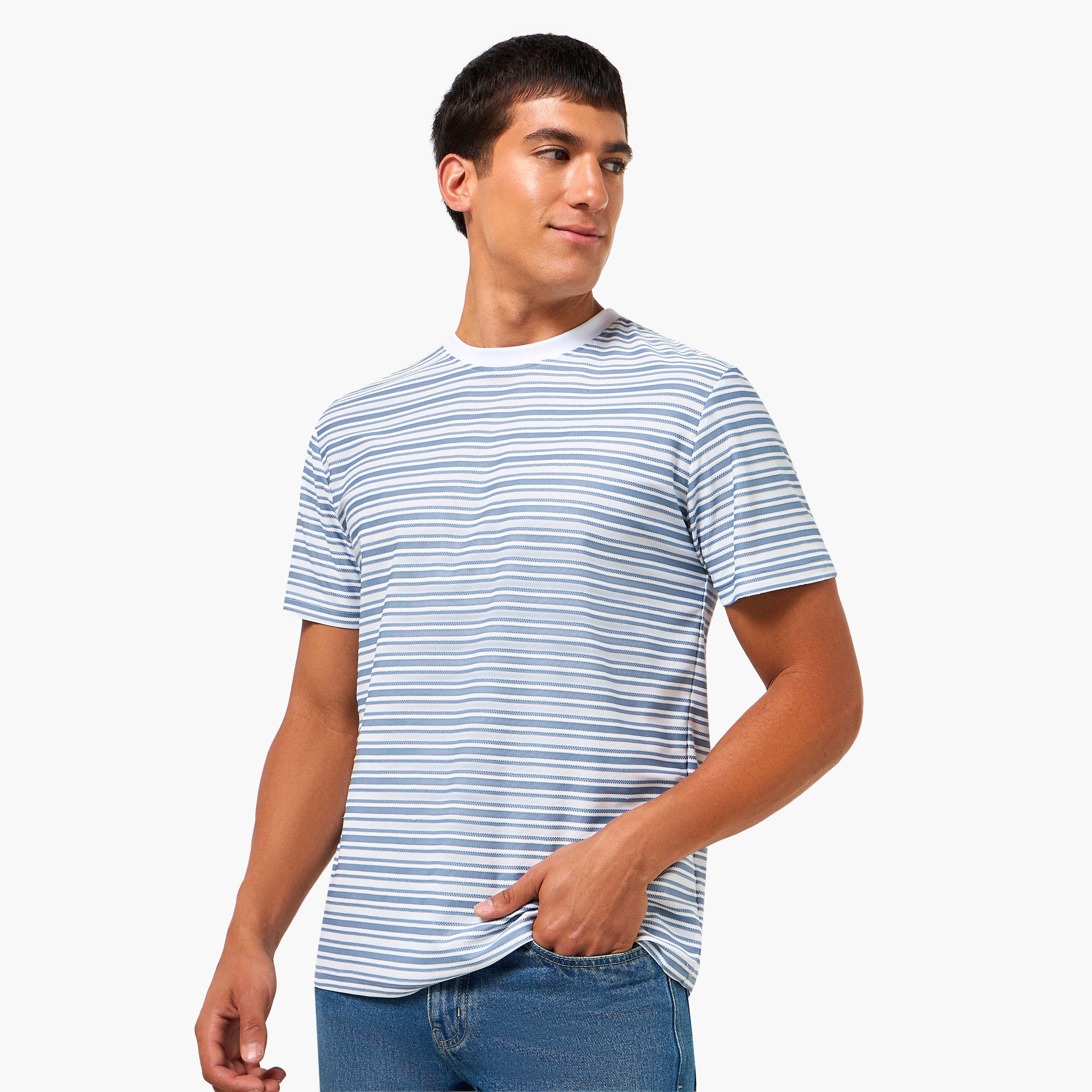 Men Regular Fit Crew Neck Short Sleeves Striped T-shirt-men-clothing-tshirtsandpolos-tshirts-image-1